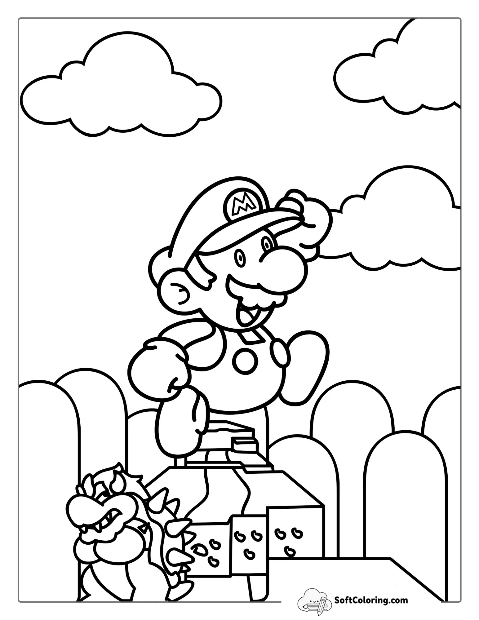 Baby Mario And Bowser Coloring For Kids