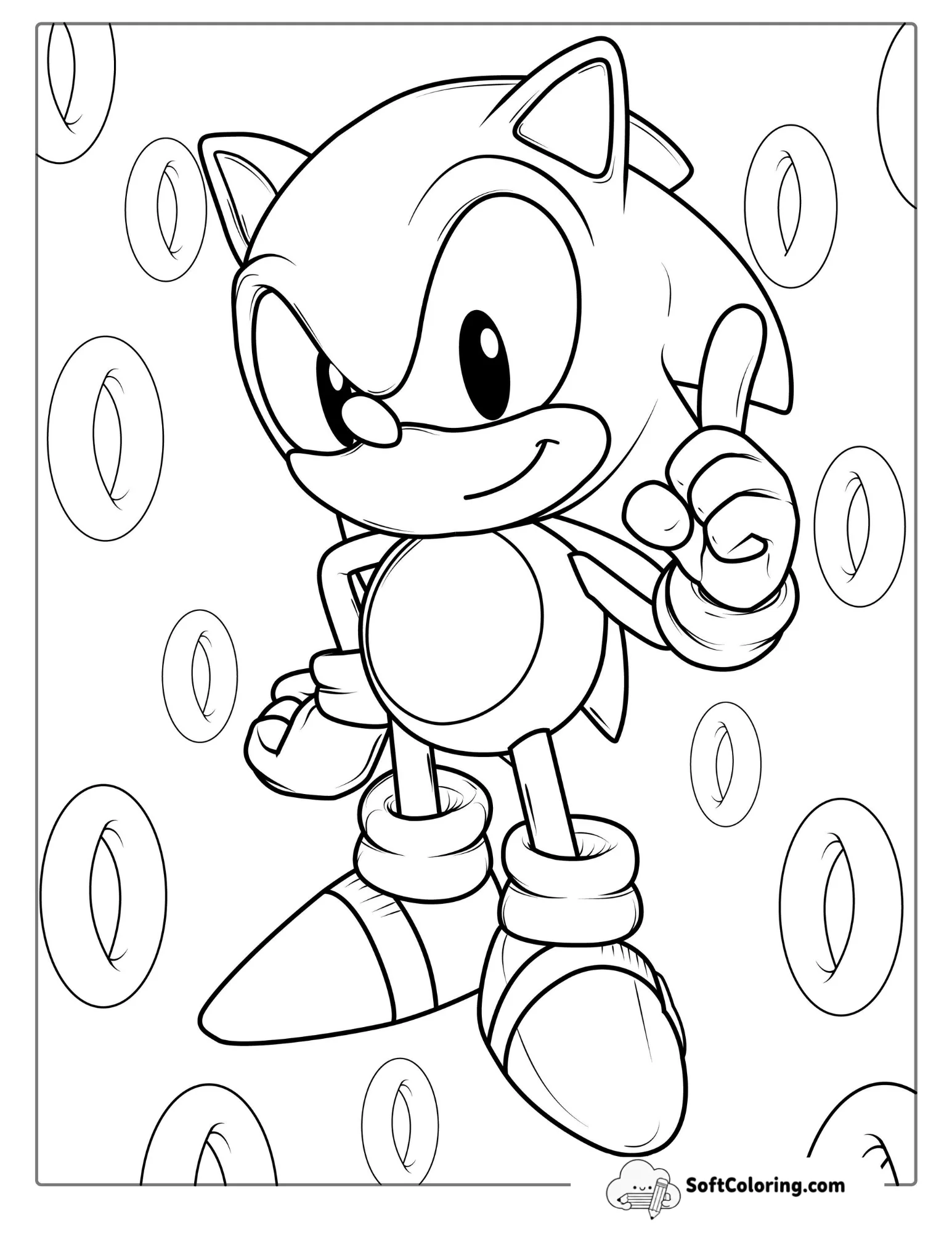 Baby Sonic With Rings To Color