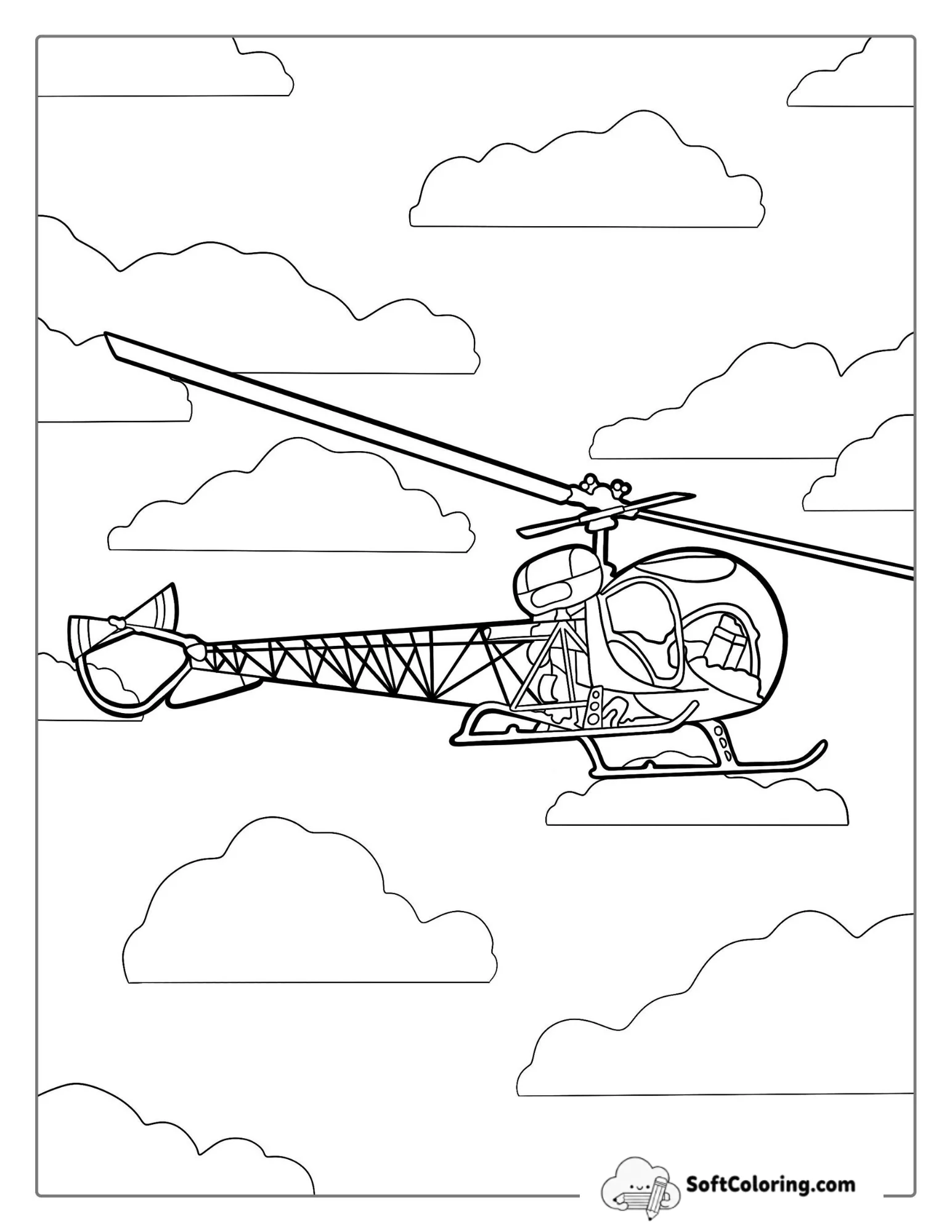 Bell 47 Helicopter Flying In The Sky