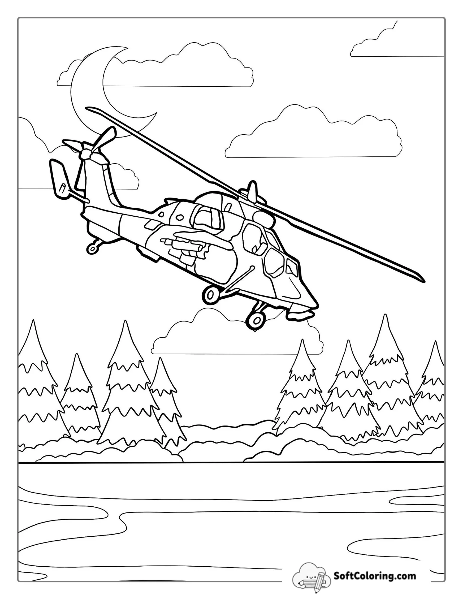 Black Hawk Helicopter Coloring Page