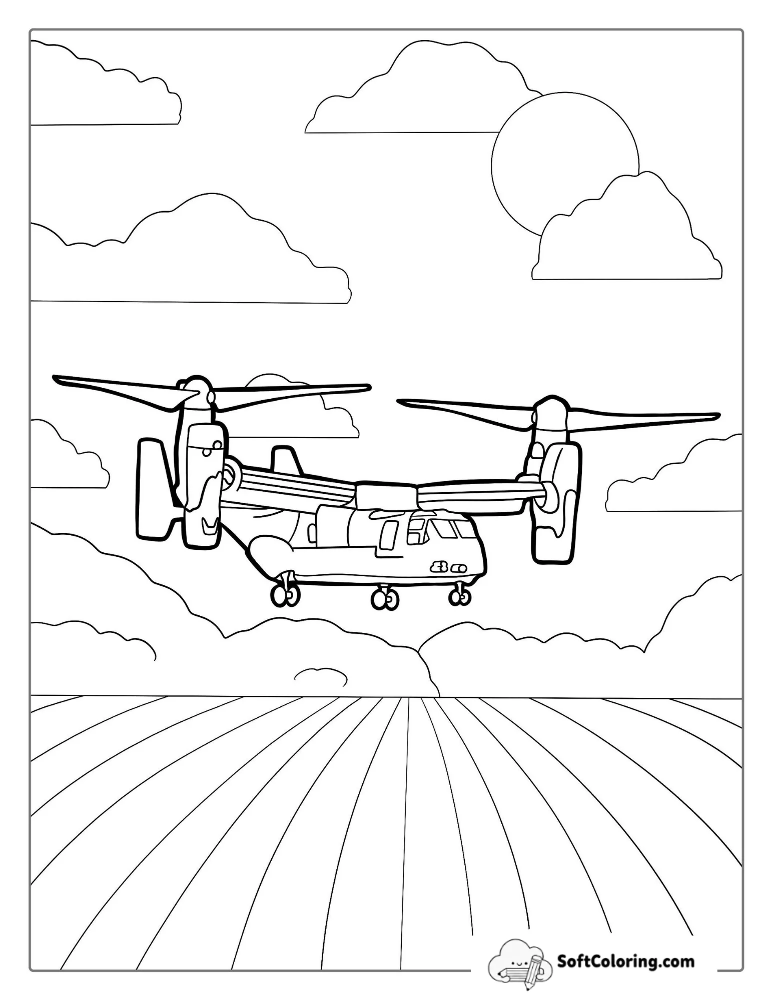 Boeing V-22 Helicopter Coloring Page