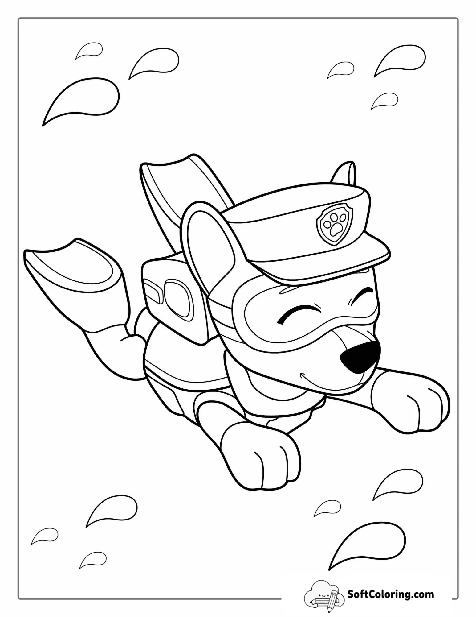 Chase From Paw Patrol Swimming In Water