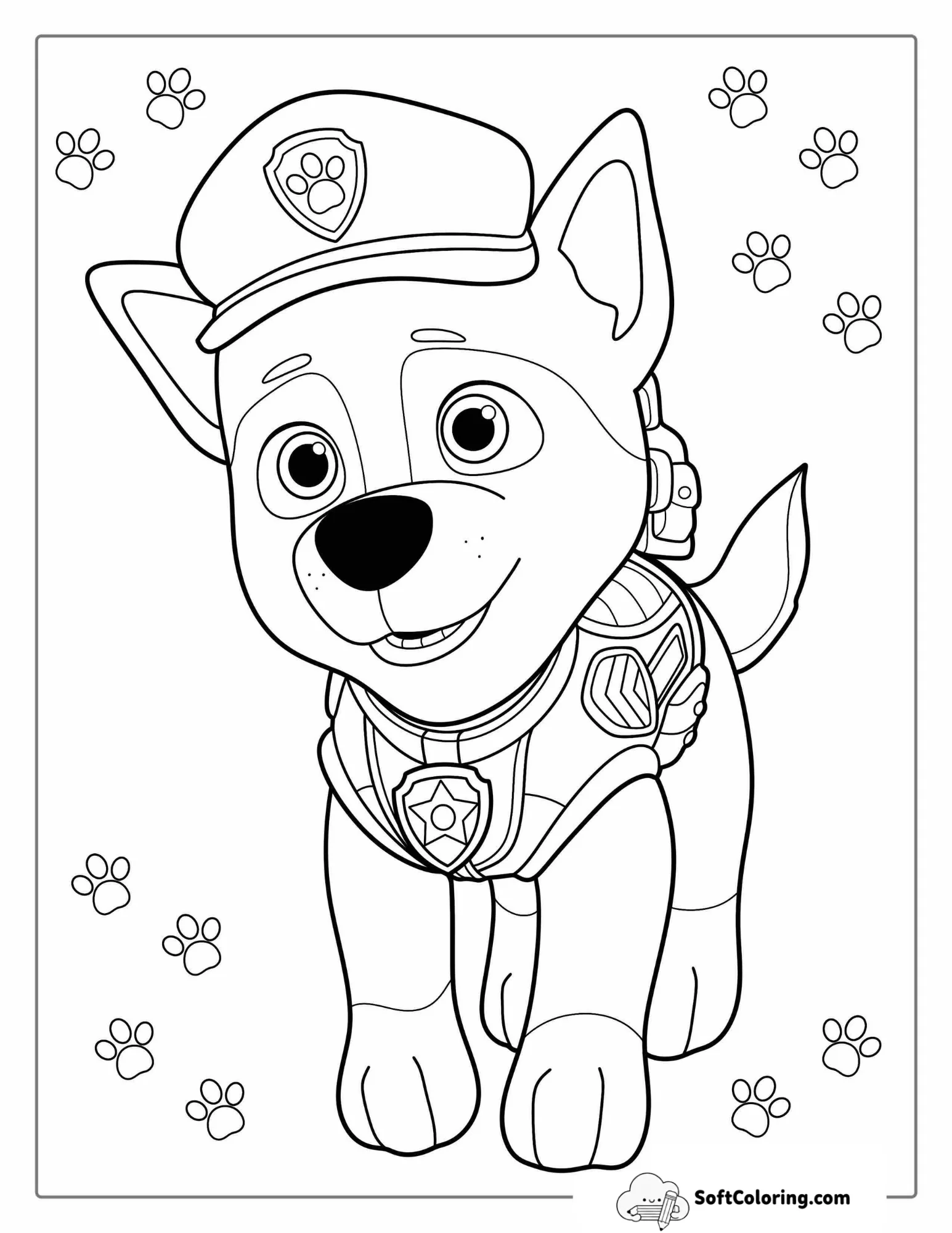 Chase Police Dog Coloring Sheet