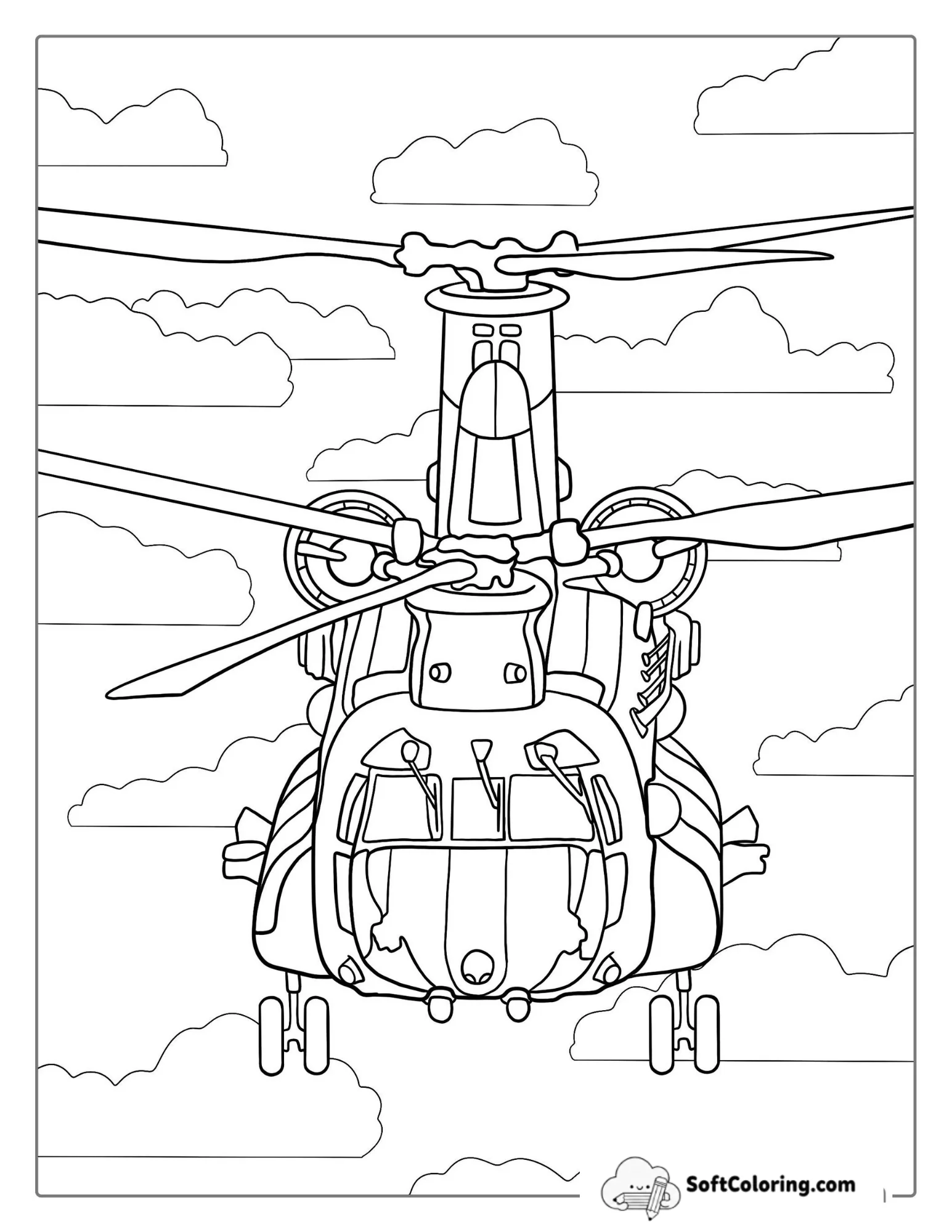 Chinook Helicopter Coloring Page For Kids