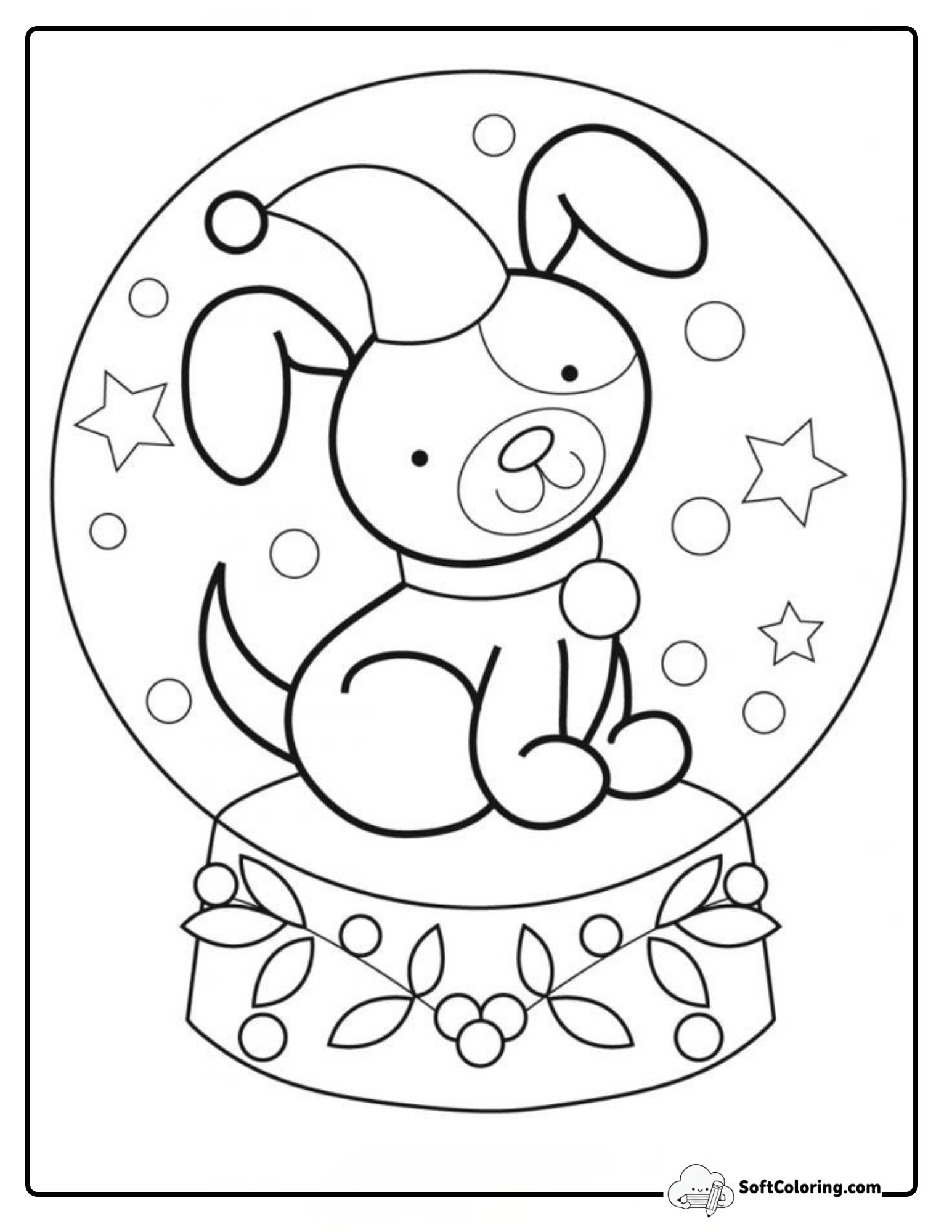 Christmas Snow Globe With Puppy Wearing Santa Hat