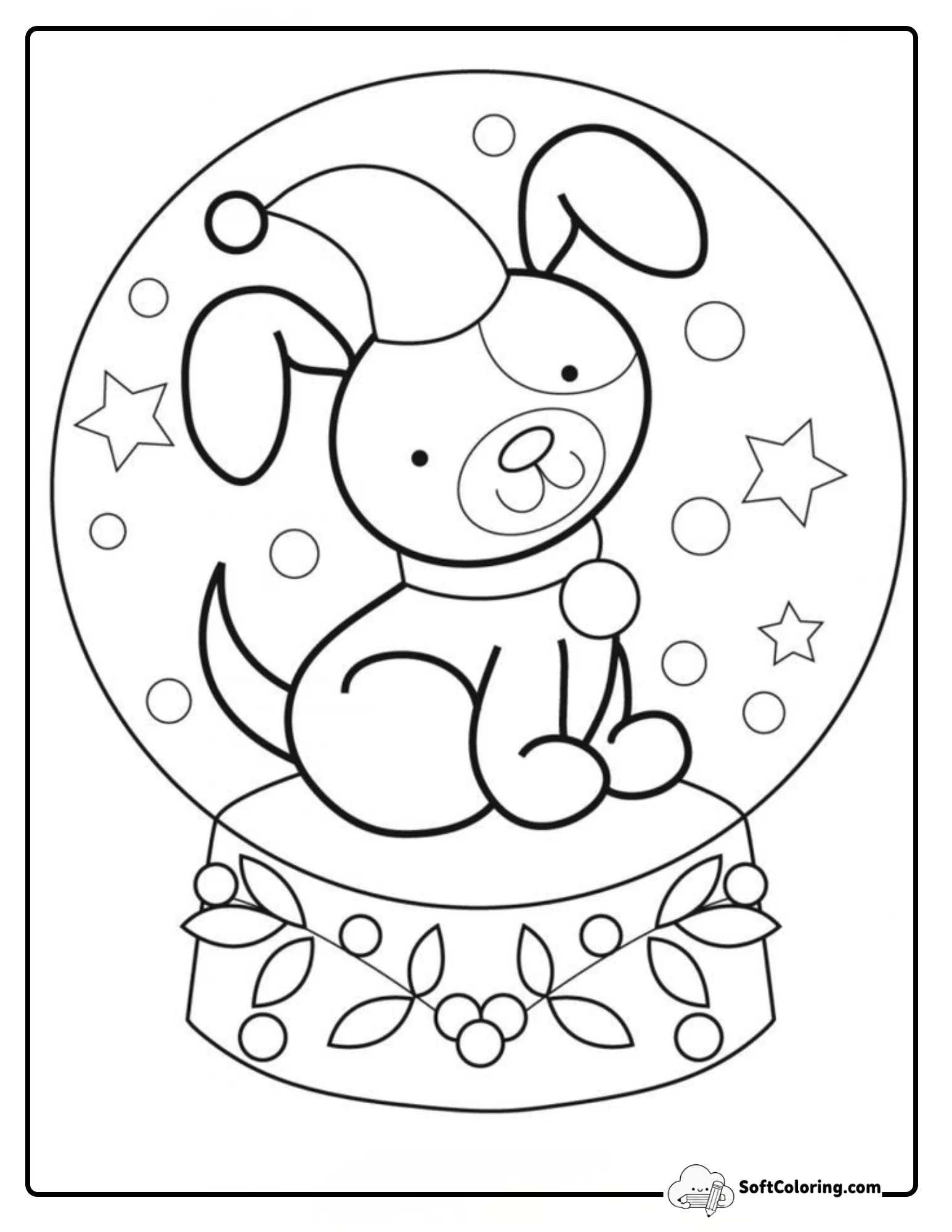 Christmas Snow Globe With Puppy Wearing Santa Hat