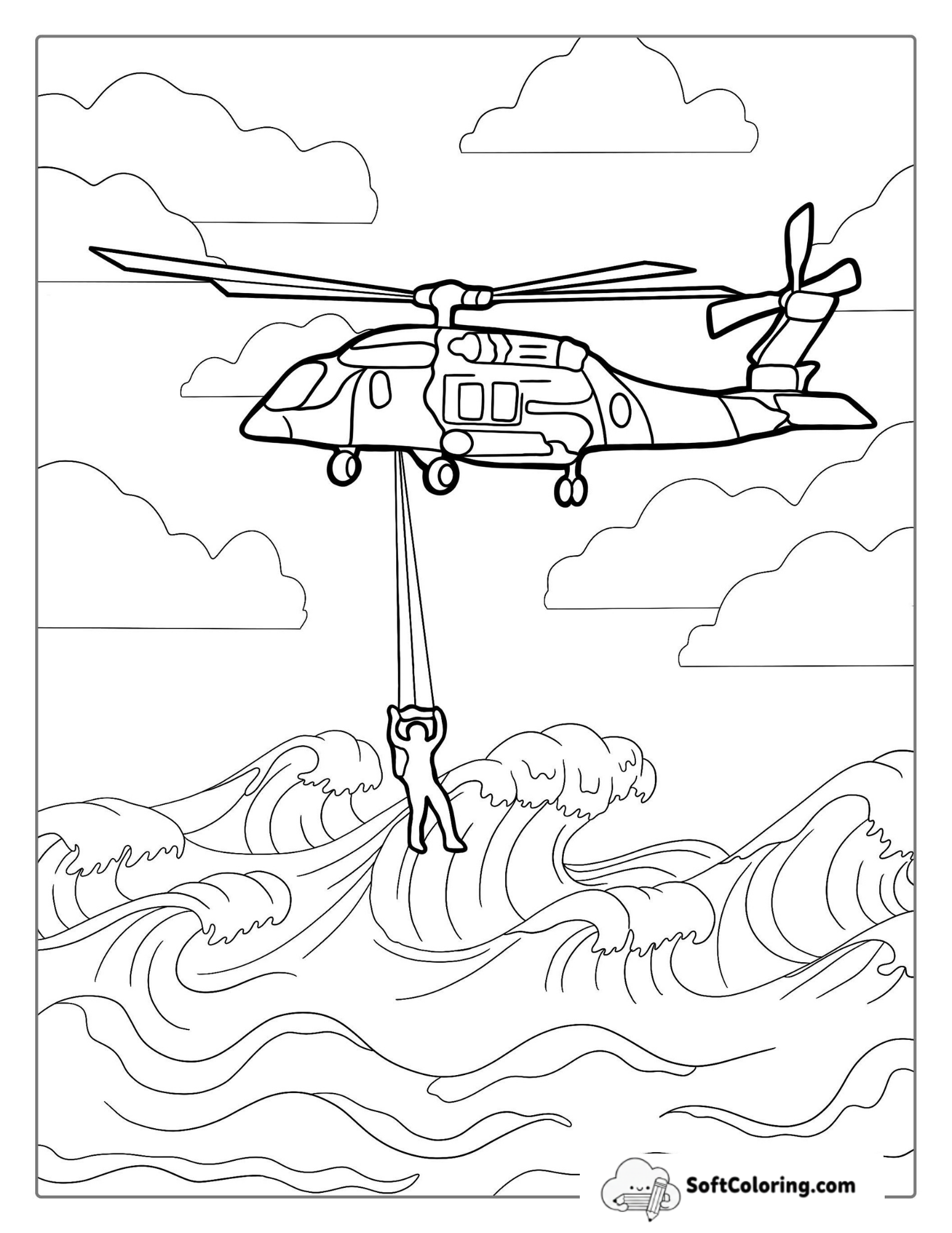 Coast Guard Helicopter Rescuing Swimmer