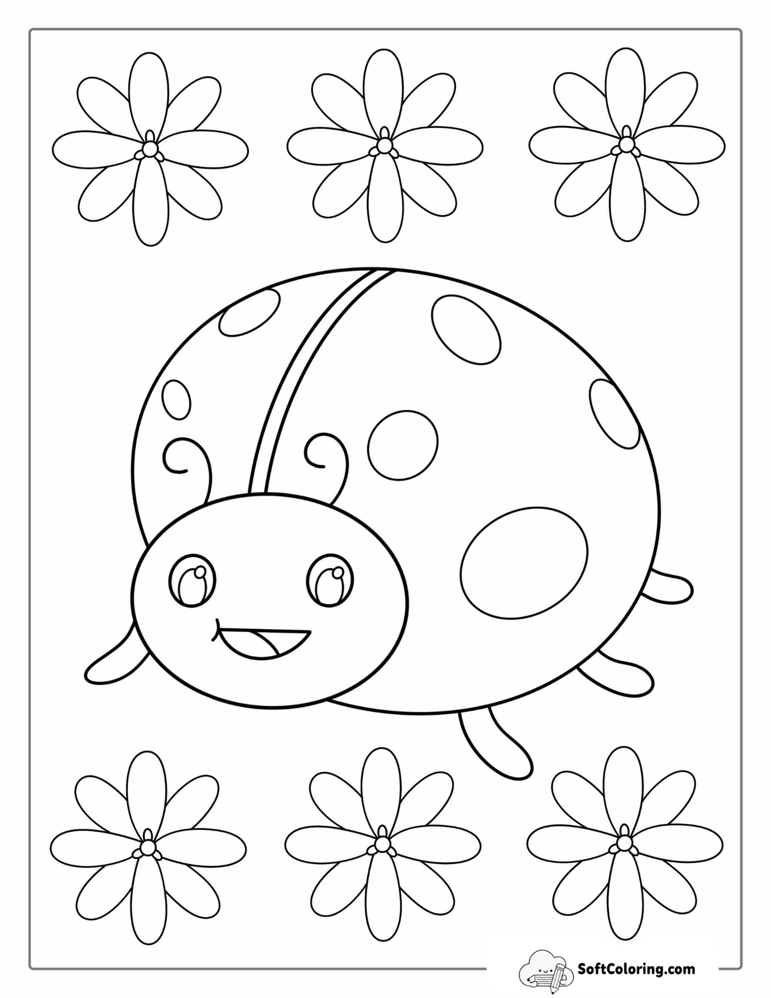 Coloring Page Of An Easy Ladybug For Kids