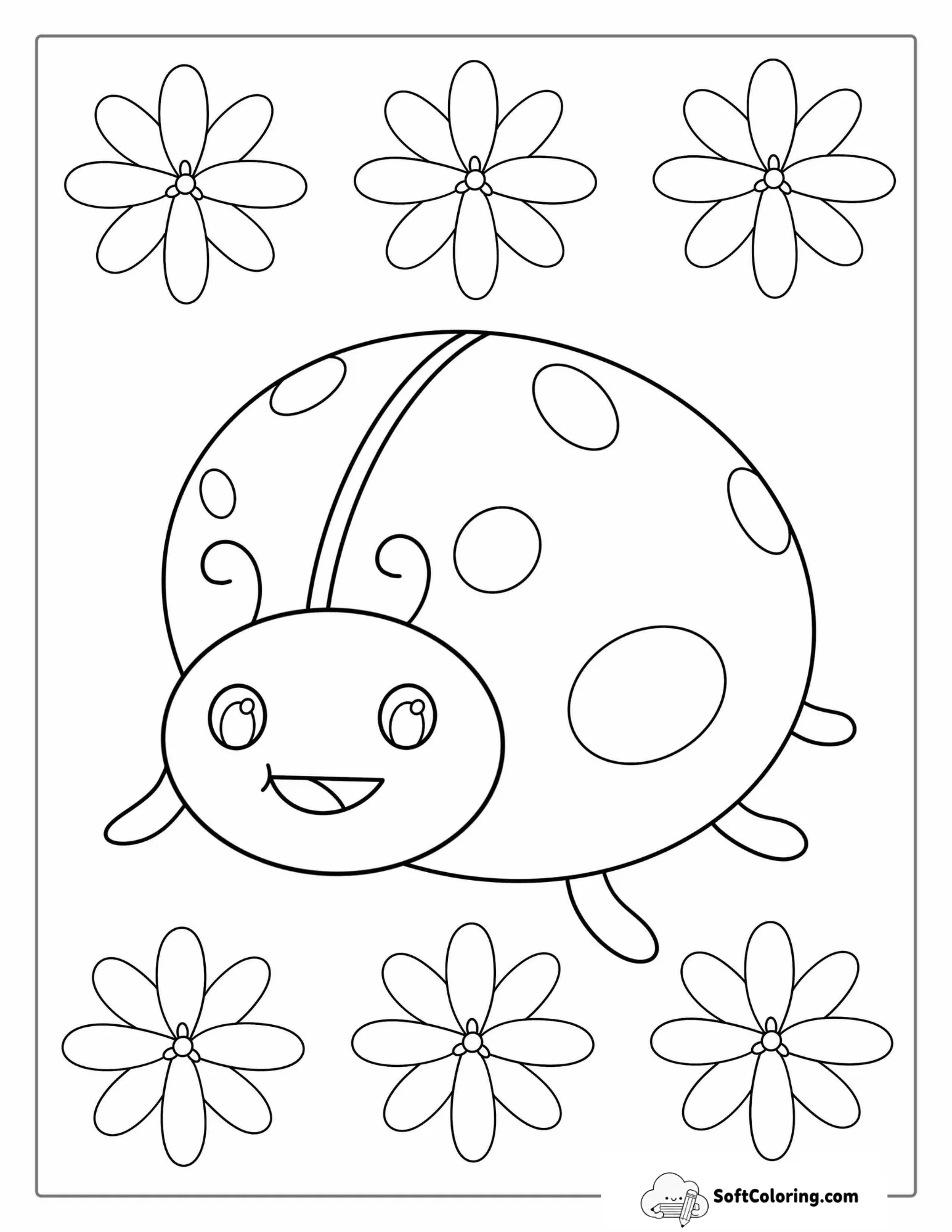 Coloring Page Of An Easy Ladybug For Kids