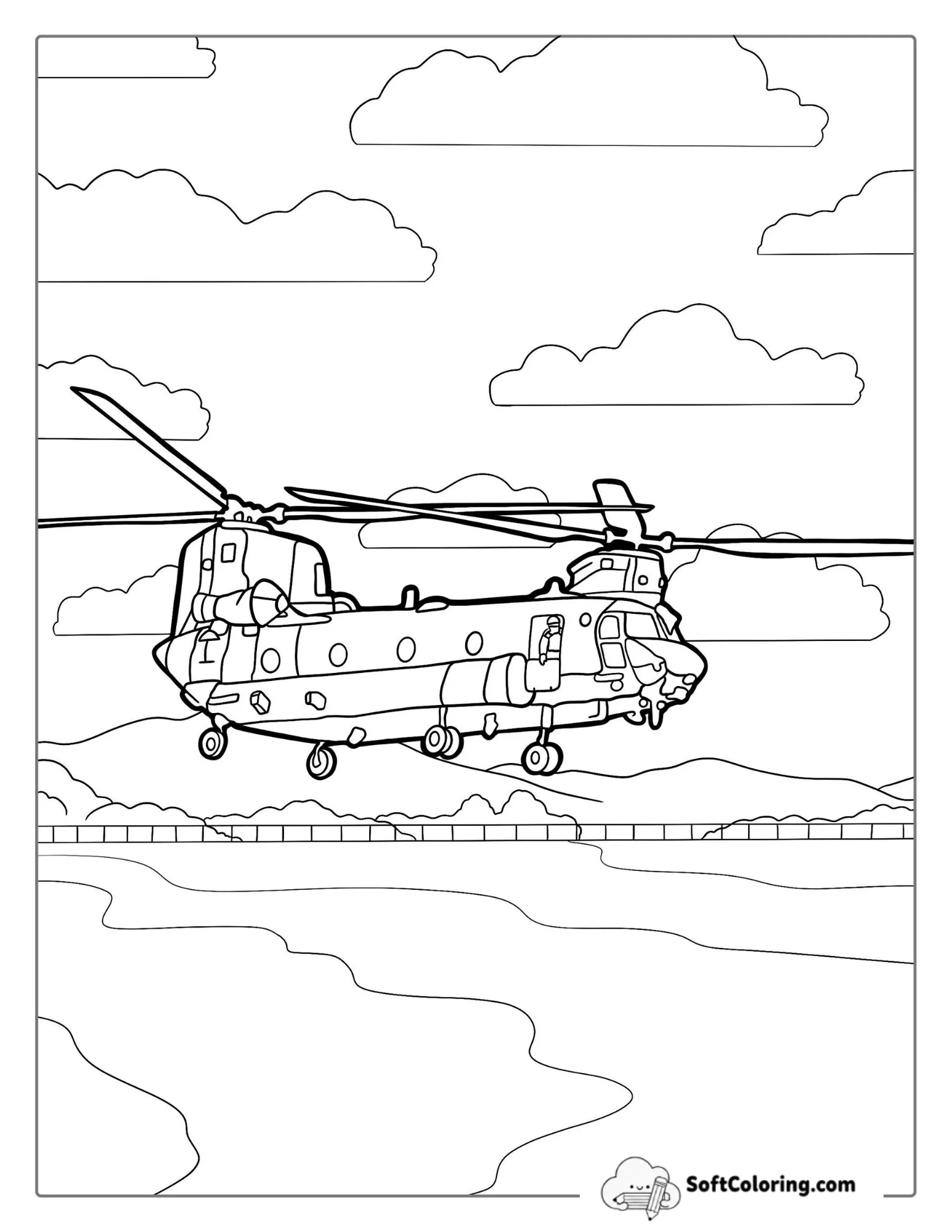 Coloring Page Of Chinook Helicopter