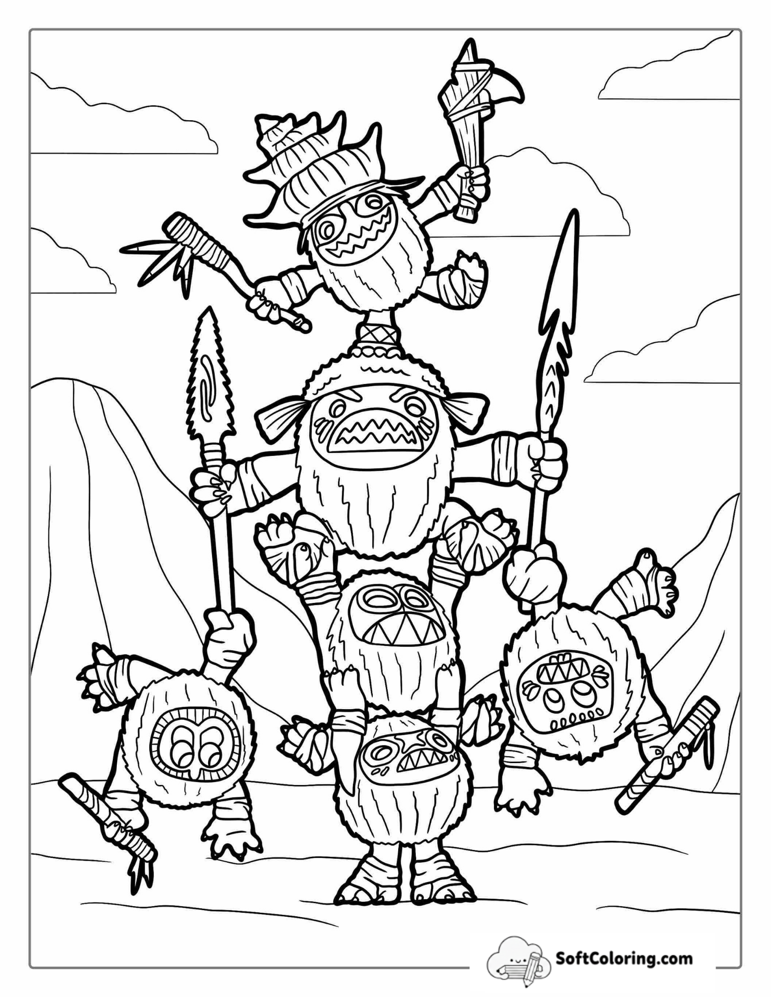 Coloring Page Of Kakamora Coconut Monsters