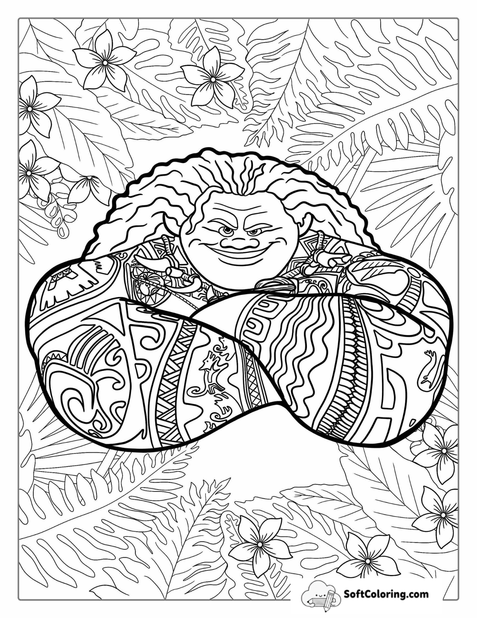Coloring Page Of Maui With Tattoos To Color
