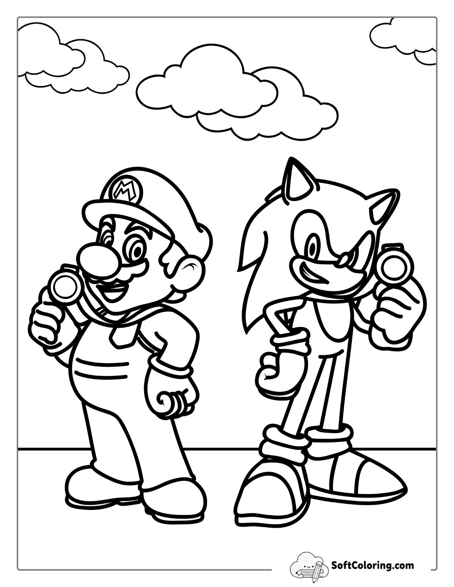 Coloring Page Of Sonic And Mario