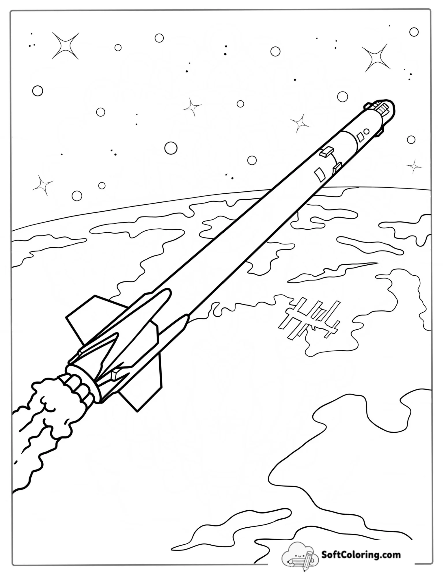 Coloring Page Of Spacex Falcon Rocket Booster