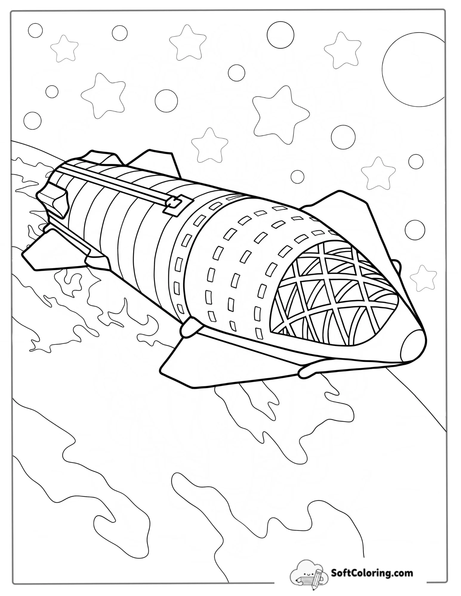 Coloring Page Of Spacex Starship Moon Rocket