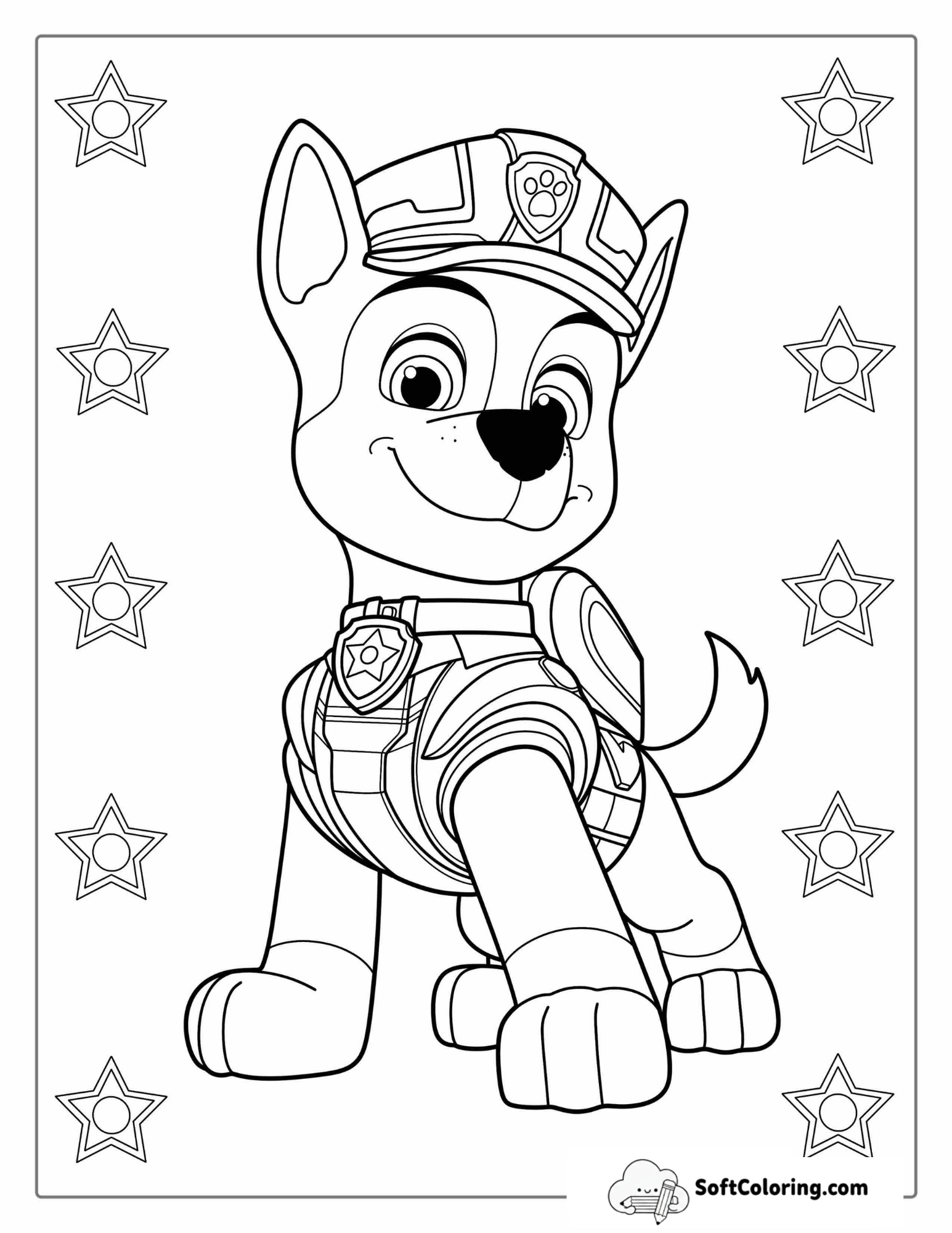 Coloring Picture Of Chase With Police Badges