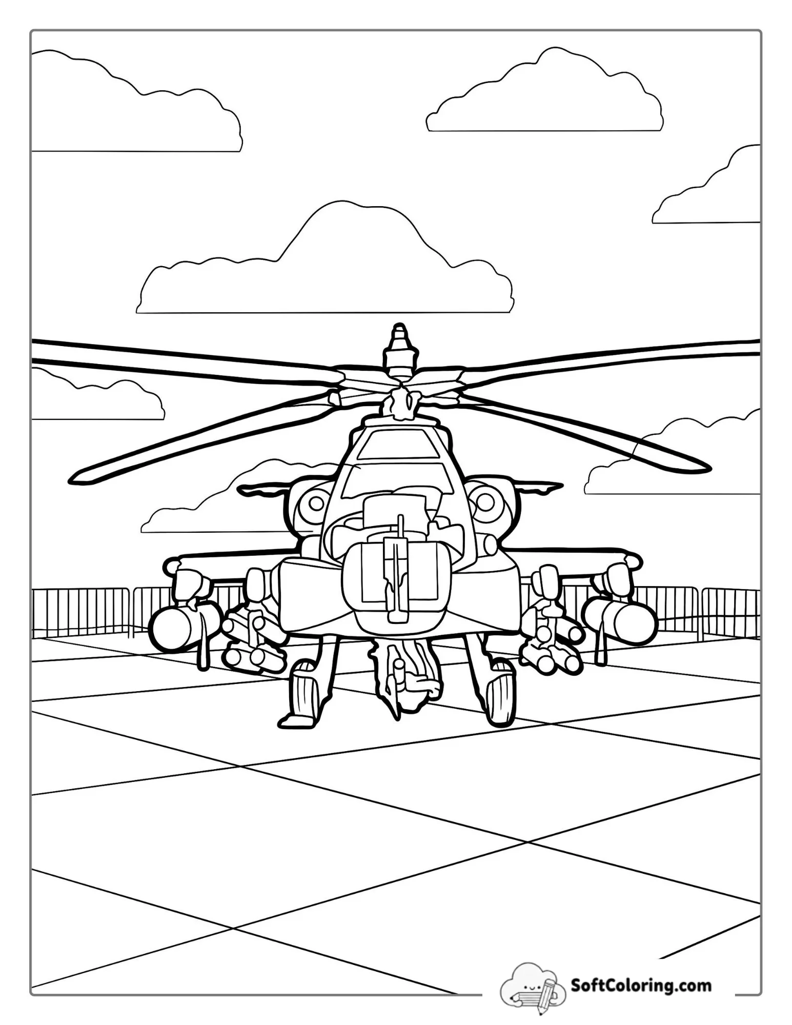 Coloring Sheet Of Apache Helicopter