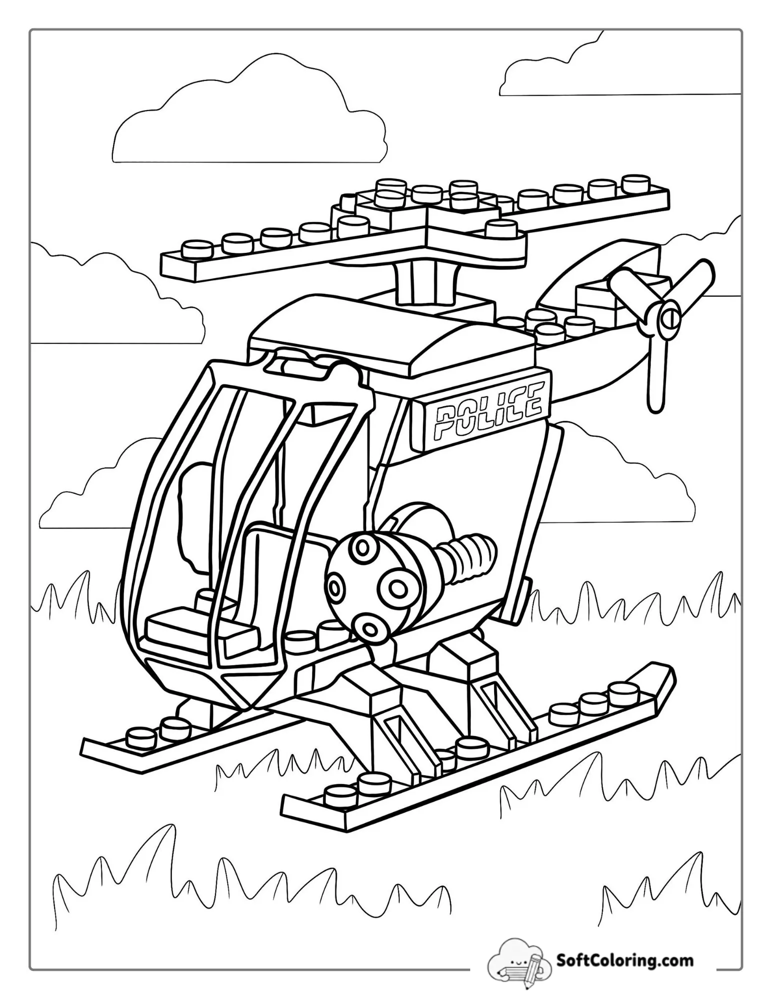 Coloring Sheet Of Lego Helicopter For Preschoolers