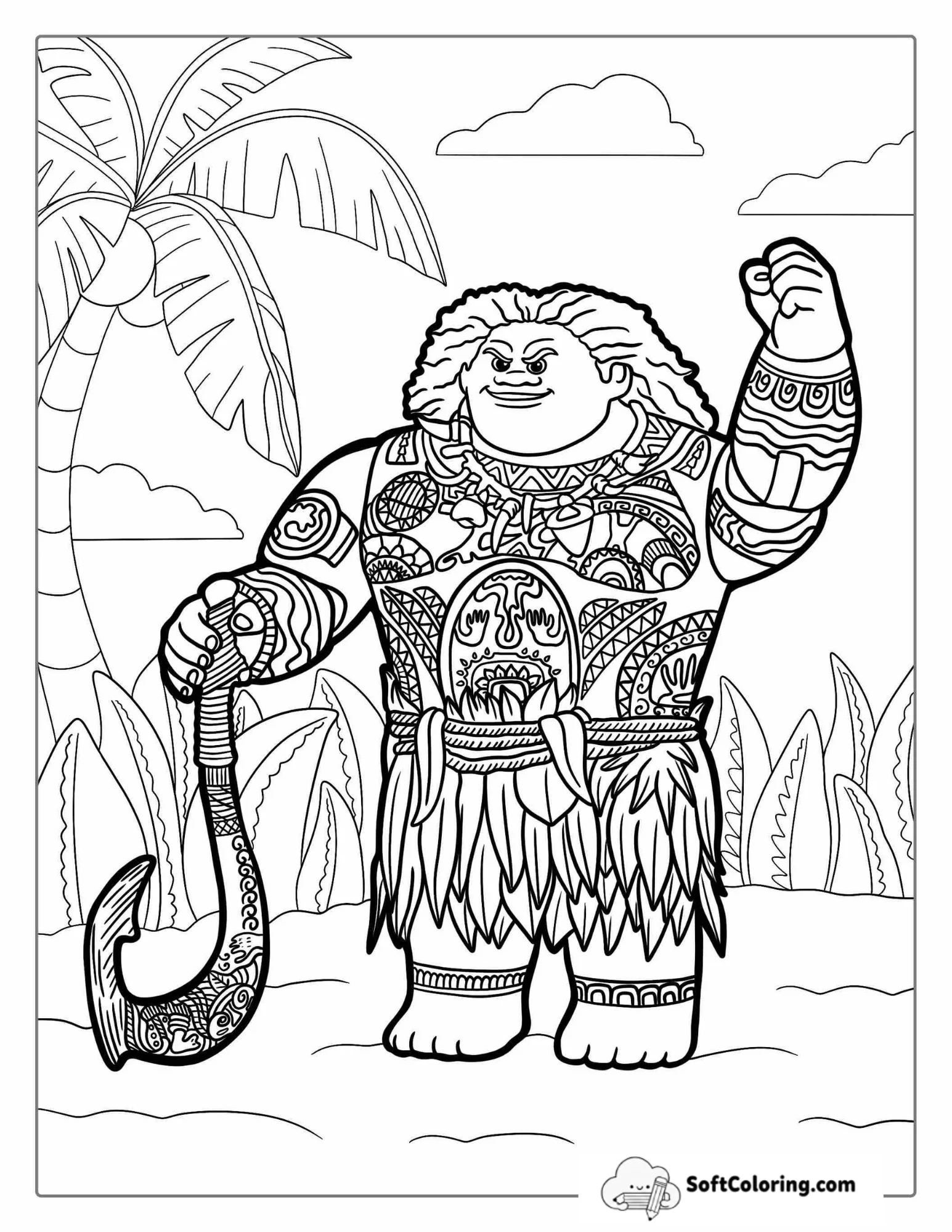 Coloring Sheet Of Maui Character From Moana