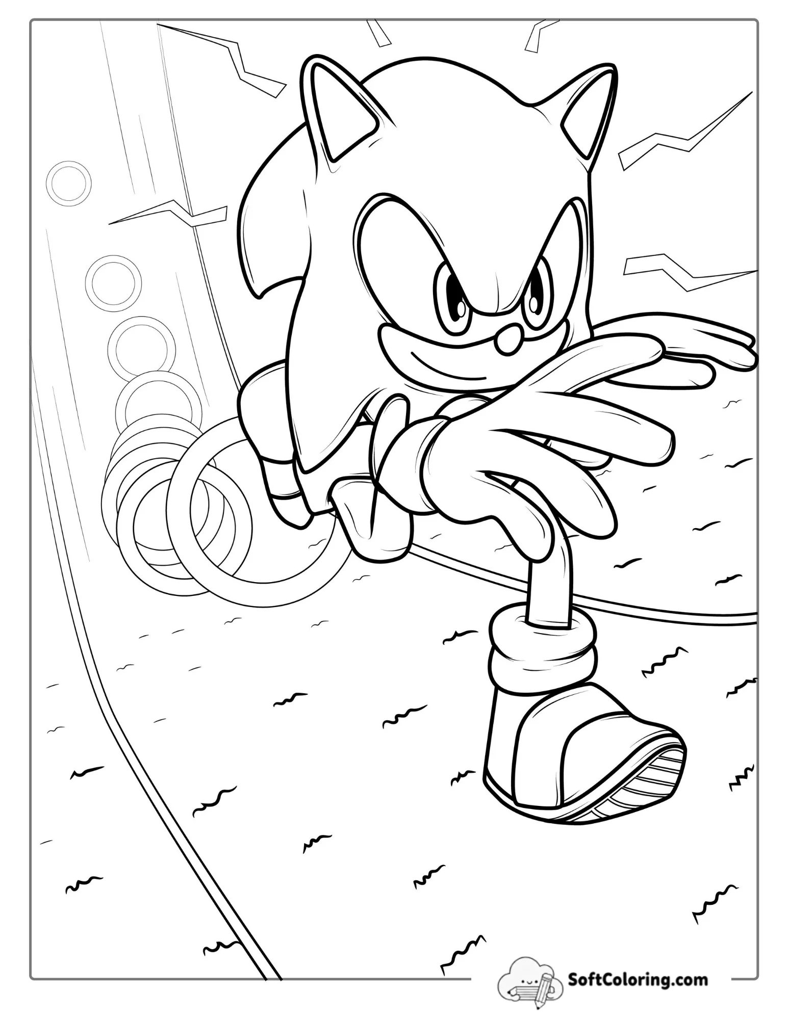 Coloring Sheet Of Sonic Running