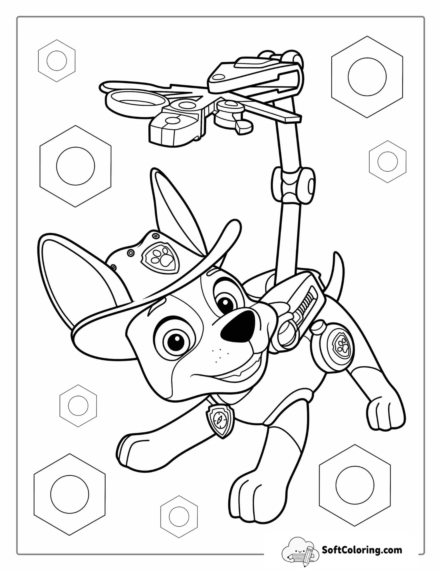 Coloring Sheet Of Tracker From Paw Patrol