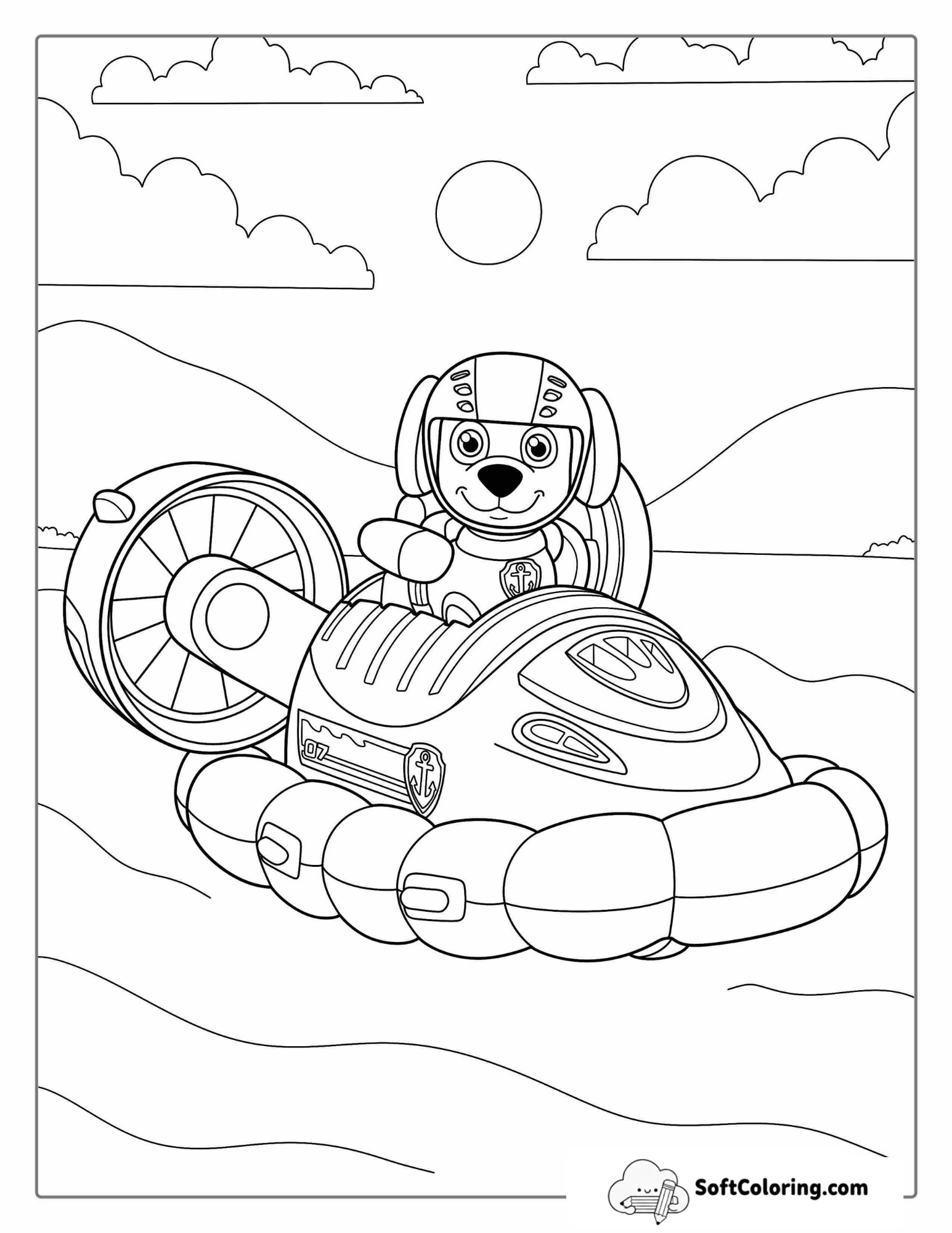 Coloring Sheet Of Zuma On Water Craft