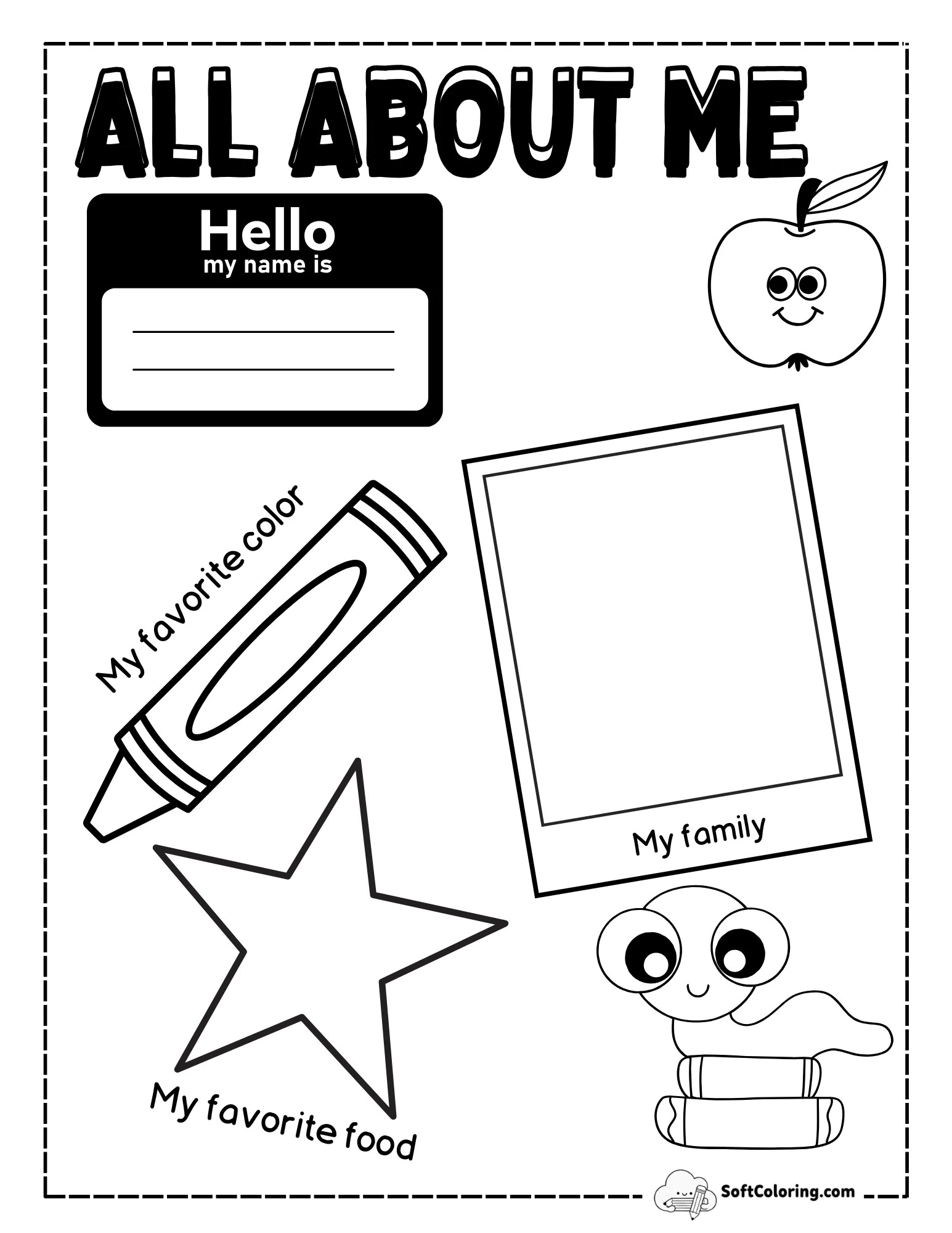 Cute All About Me Printable Worksheet