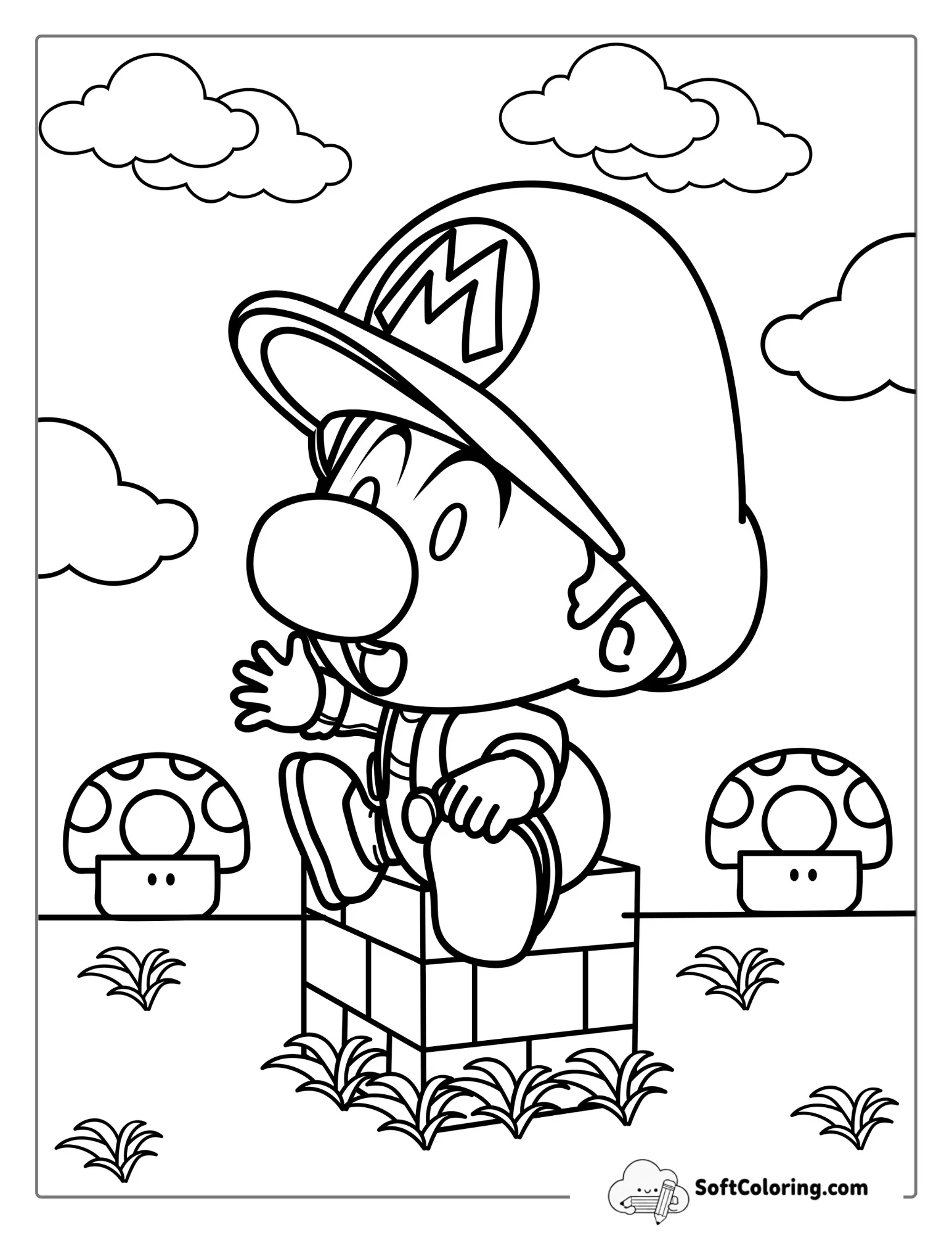 Cute Baby Mario Coloring For Preschoolers