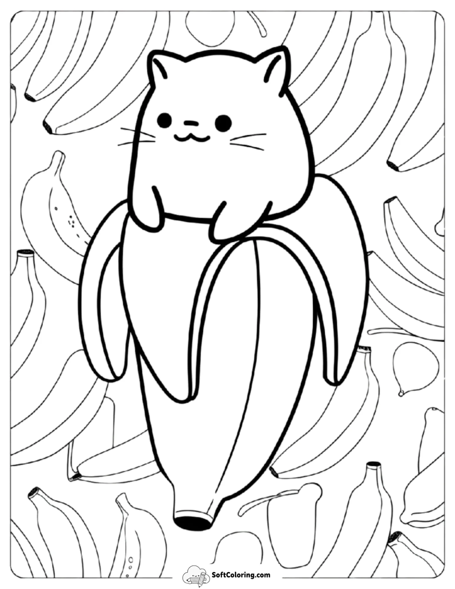 Cute Bananya Cat Coloring Page