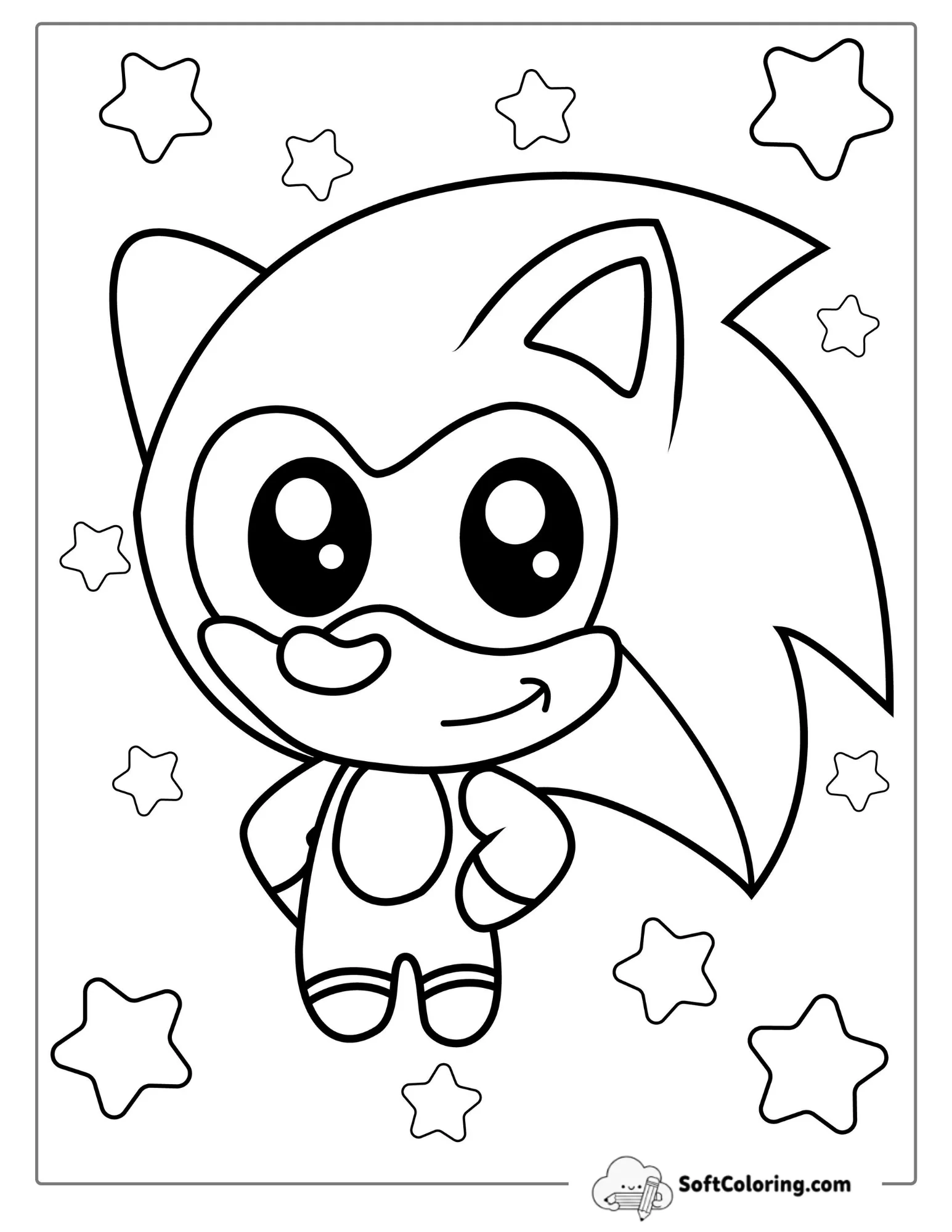 Cute Kawaii Sonic Coloring Page
