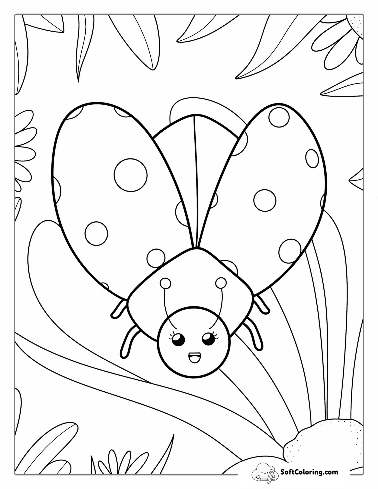 Cute Ladybug Beetle To Color