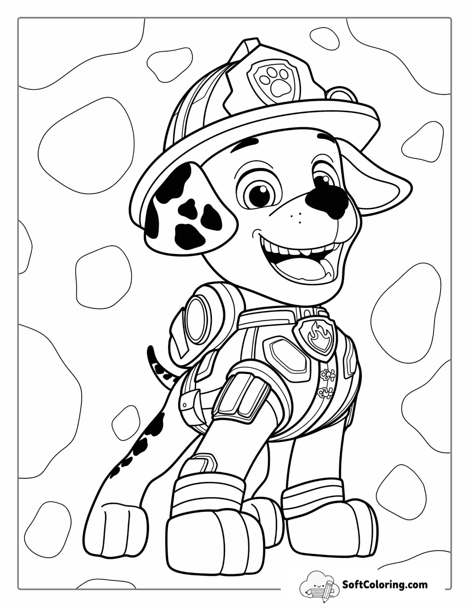 Dalmatian Marshall With Helmet To Color