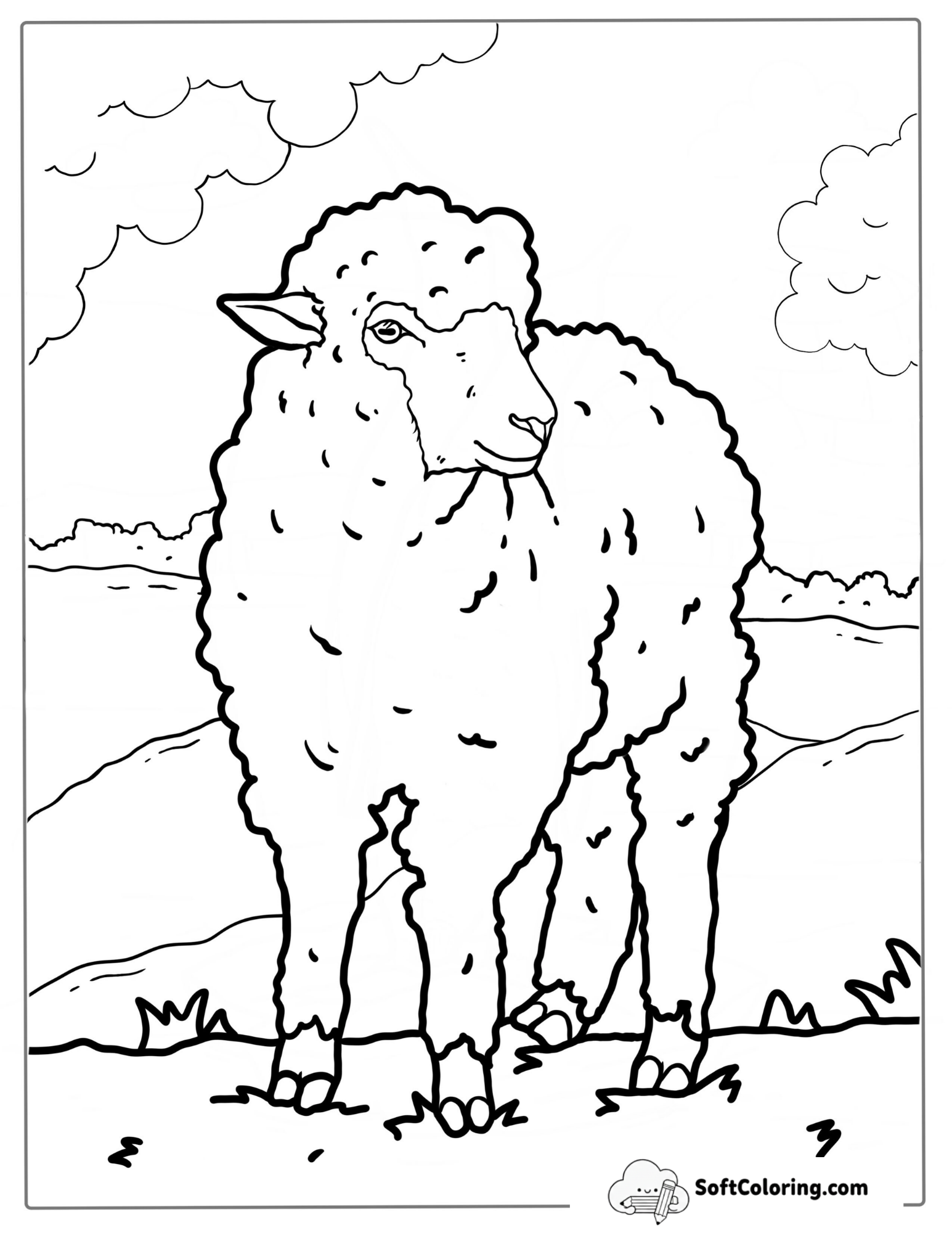 Detailed Adult Sheep Coloring Page