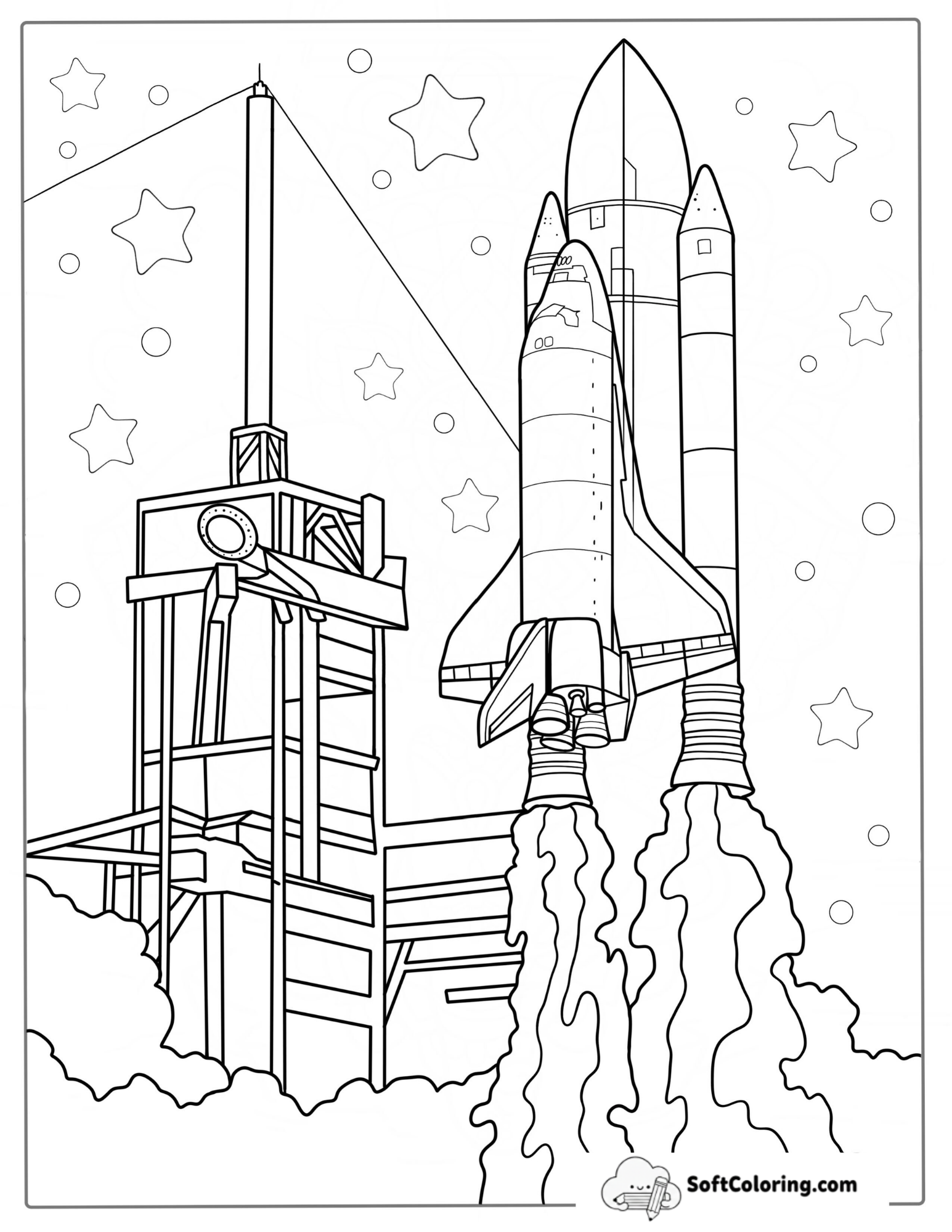 Discovery Rocket Launching To Color