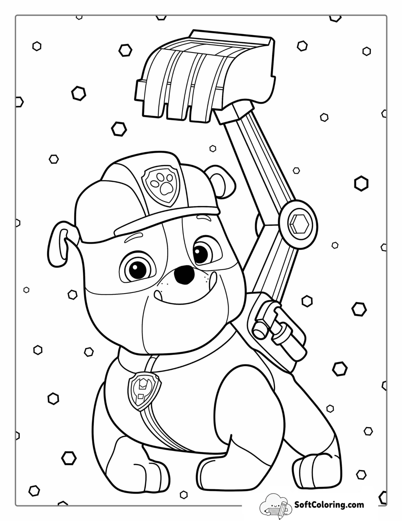 Easy Coloring Page Of Rubble From Paw Patrol