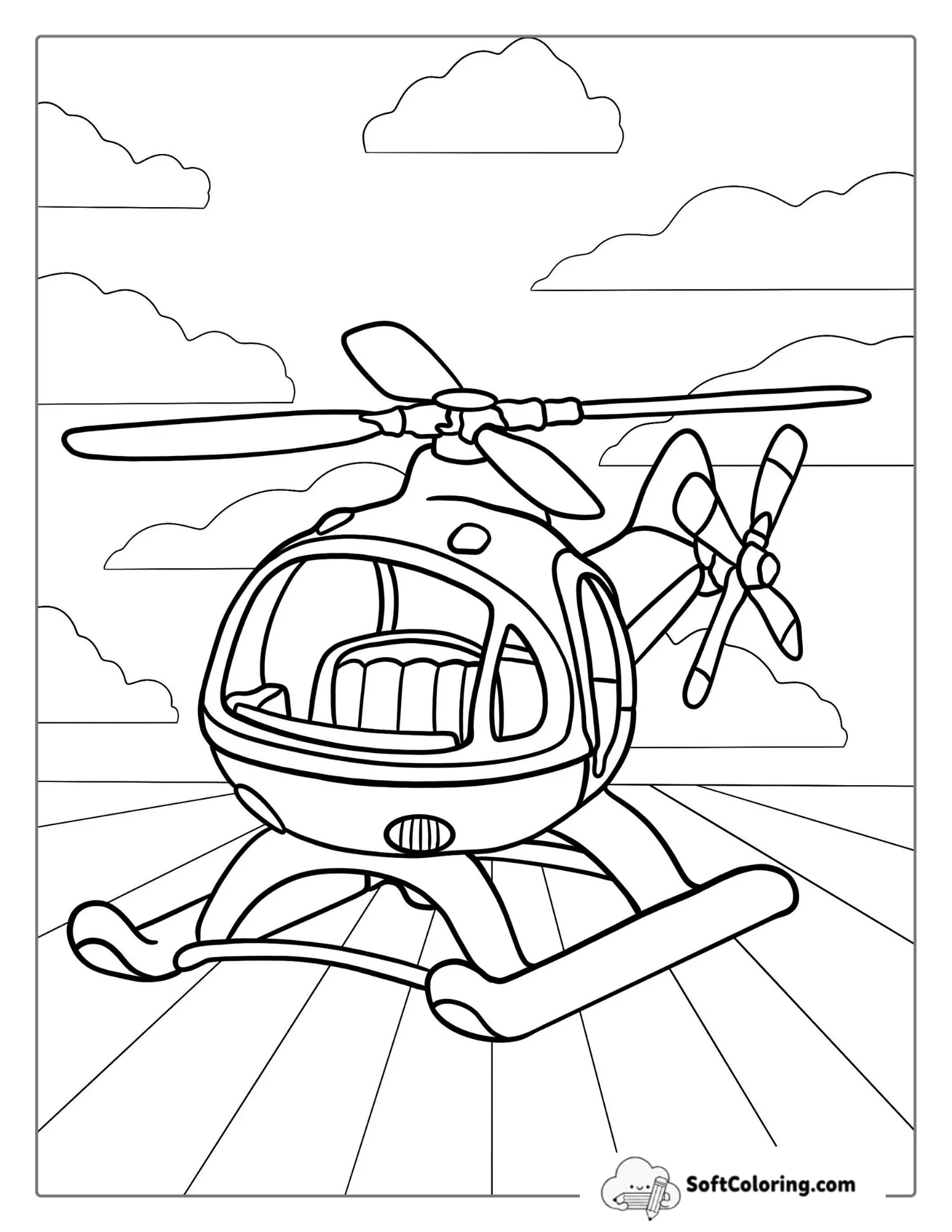 Easy Helicopter Coloring Sheet For Preschoolers