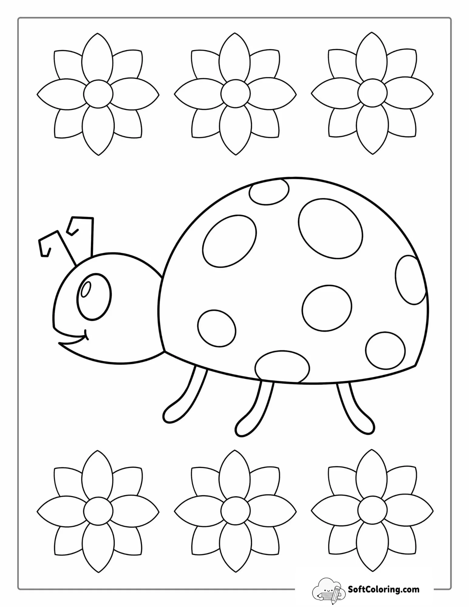 Easy Ladybug Coloring Page For Preschoolers