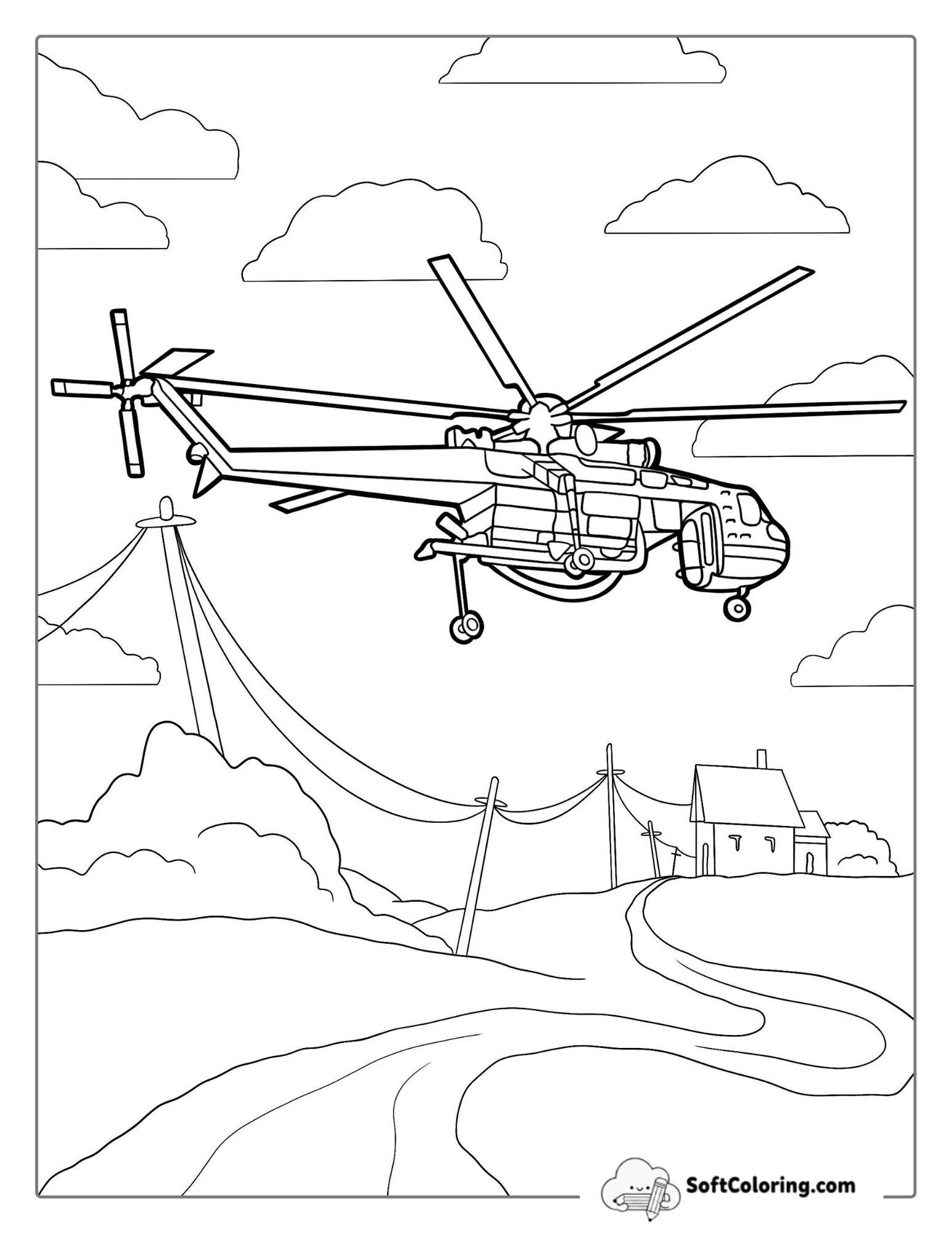 Elvis Bushfire Helicopter Coloring Page
