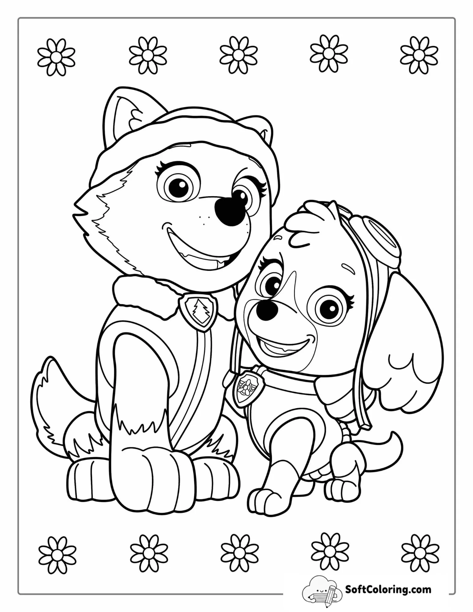 Everest And Skye Coloring Page