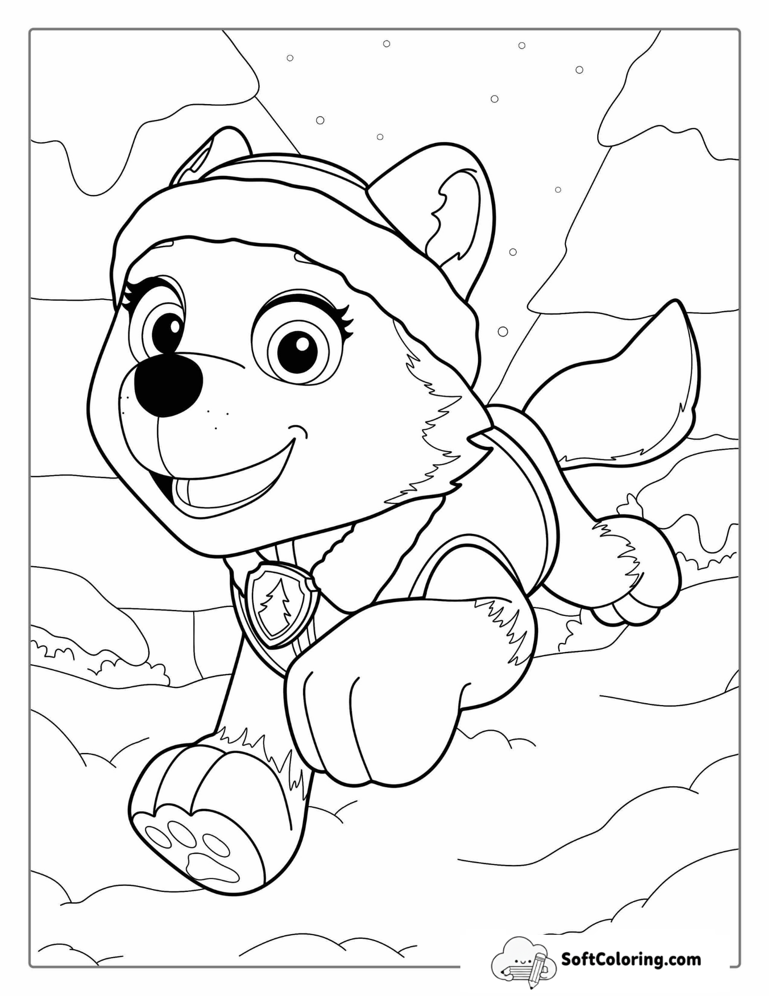 Everest Running In Snow Coloring Sheet