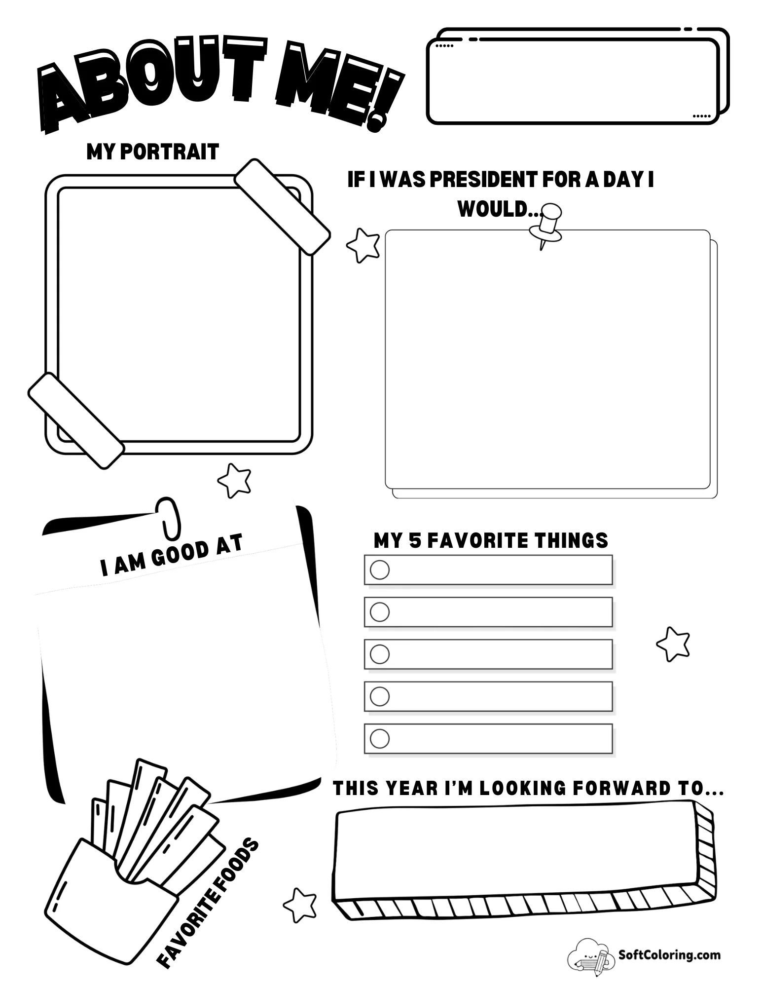 Fun All About Me Worksheet For Middle School