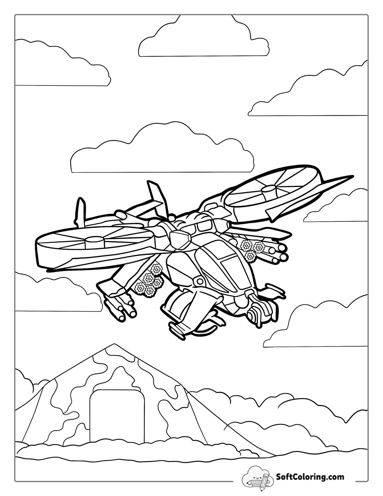 Futuristic Concept Helicopter Model To Color