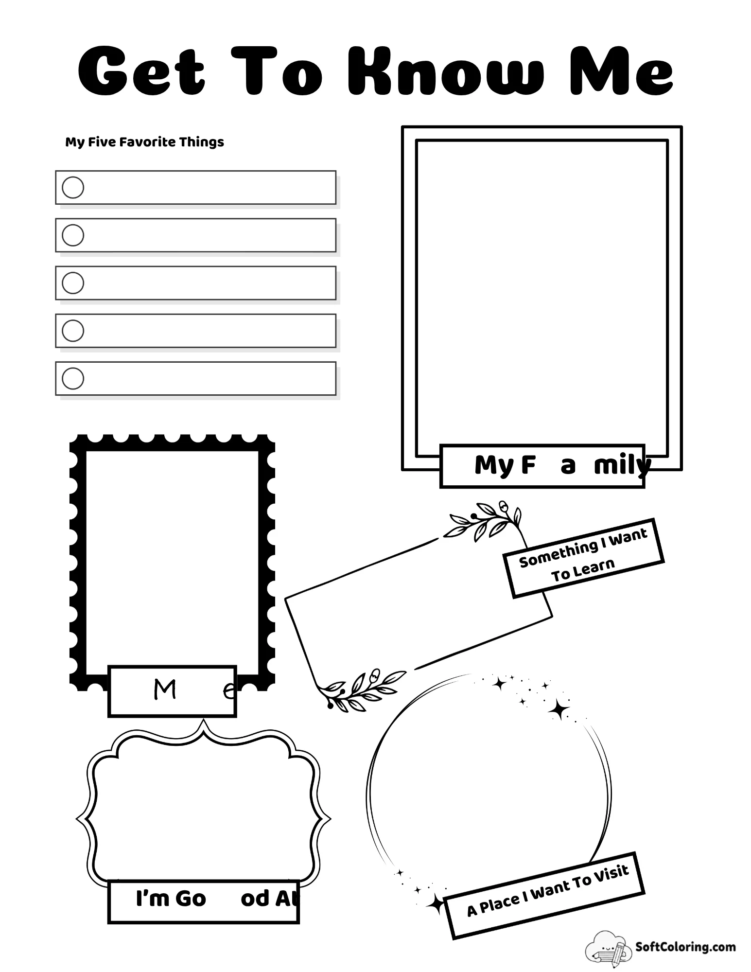 Get To Know Me Worksheet For Kindergarten