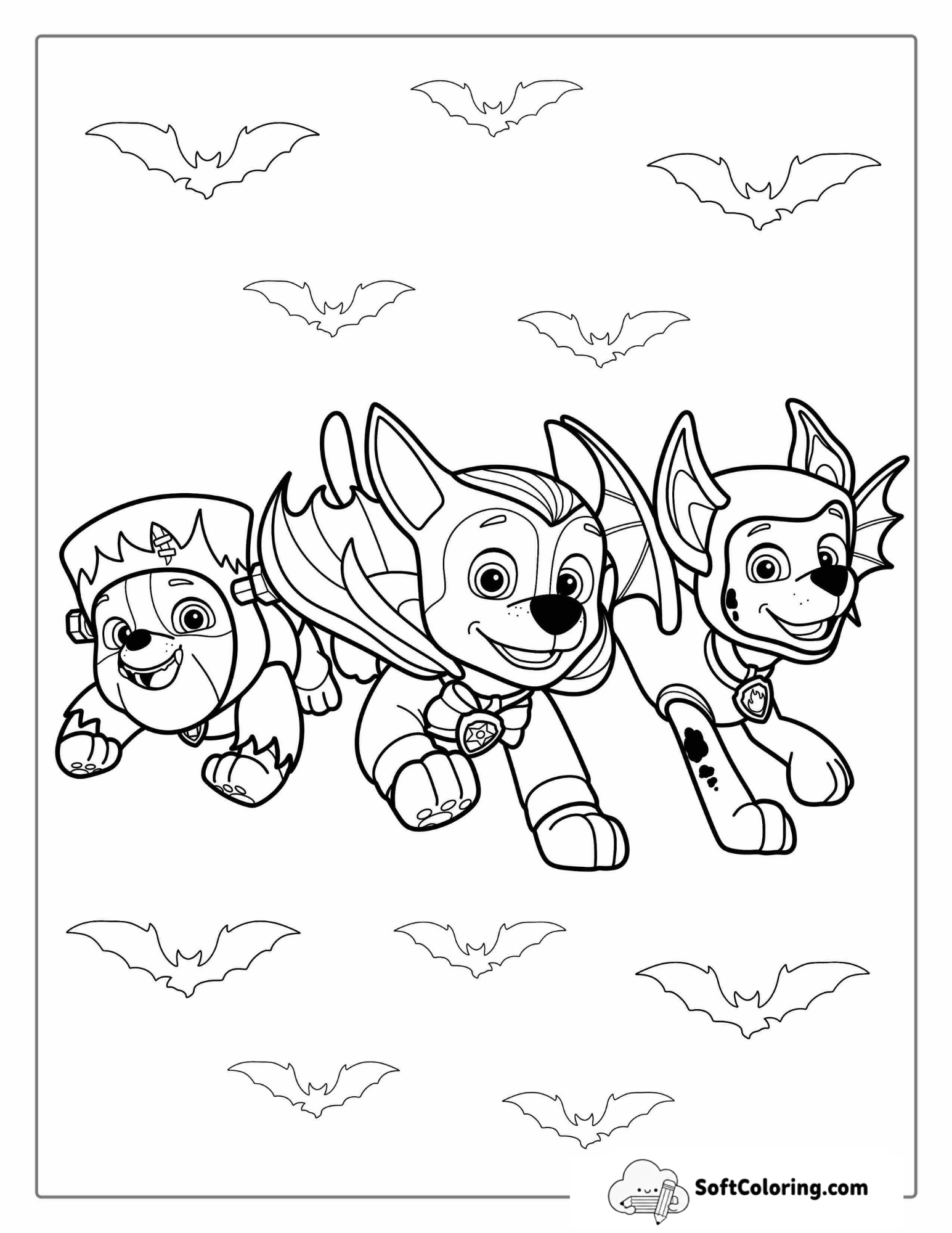 Halloween Themed Paw Patrol Coloring Picture