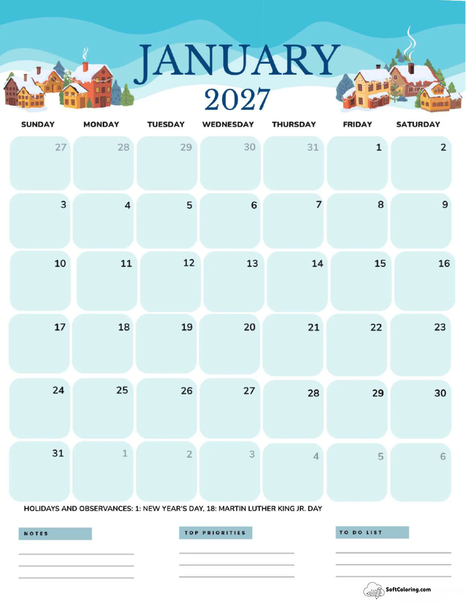 January 2027 Calendar Printable Forest Portrait Coloring January 2027 Calendar Printable Forest Portrait Coloring
