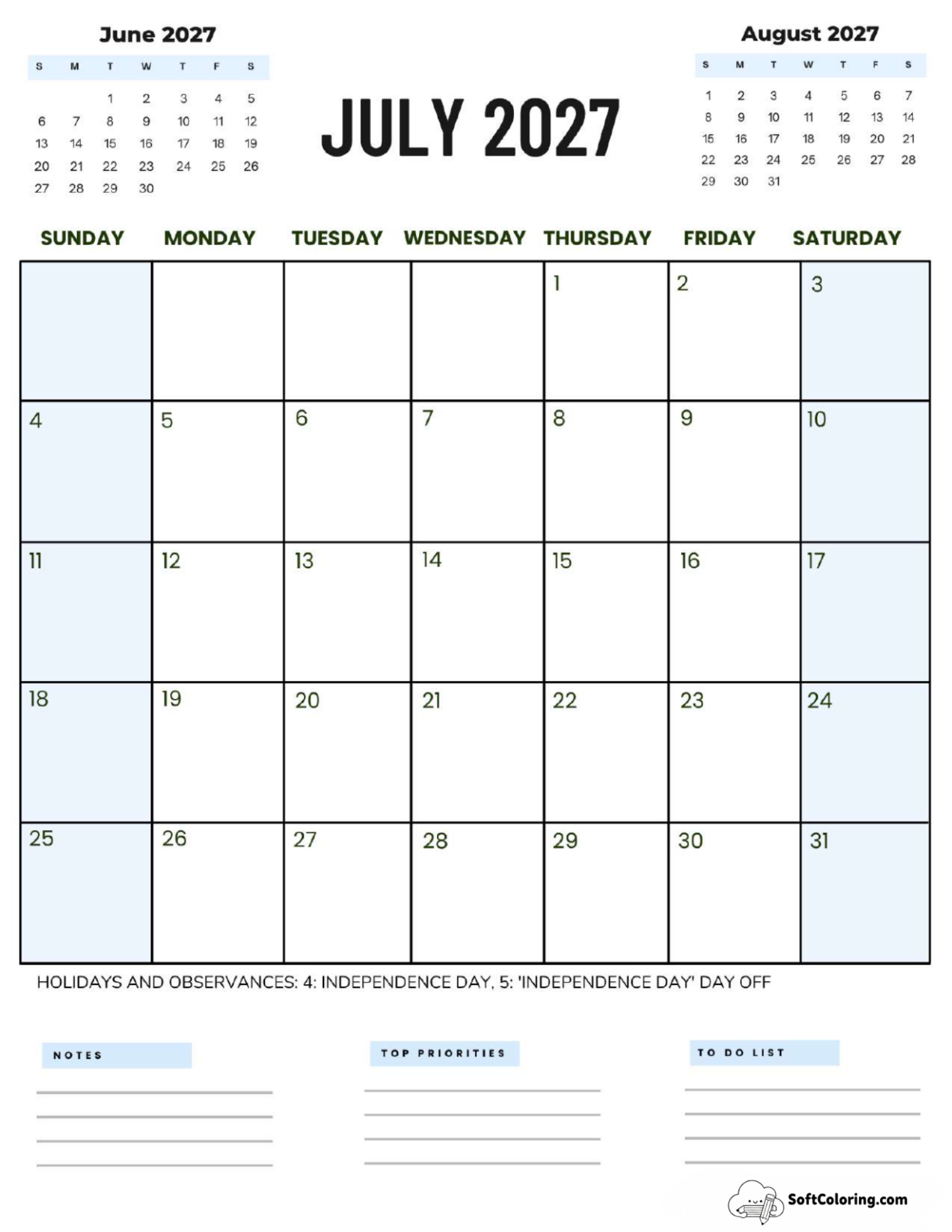 July 2027 Calendar Printable Corporate2 Portrait