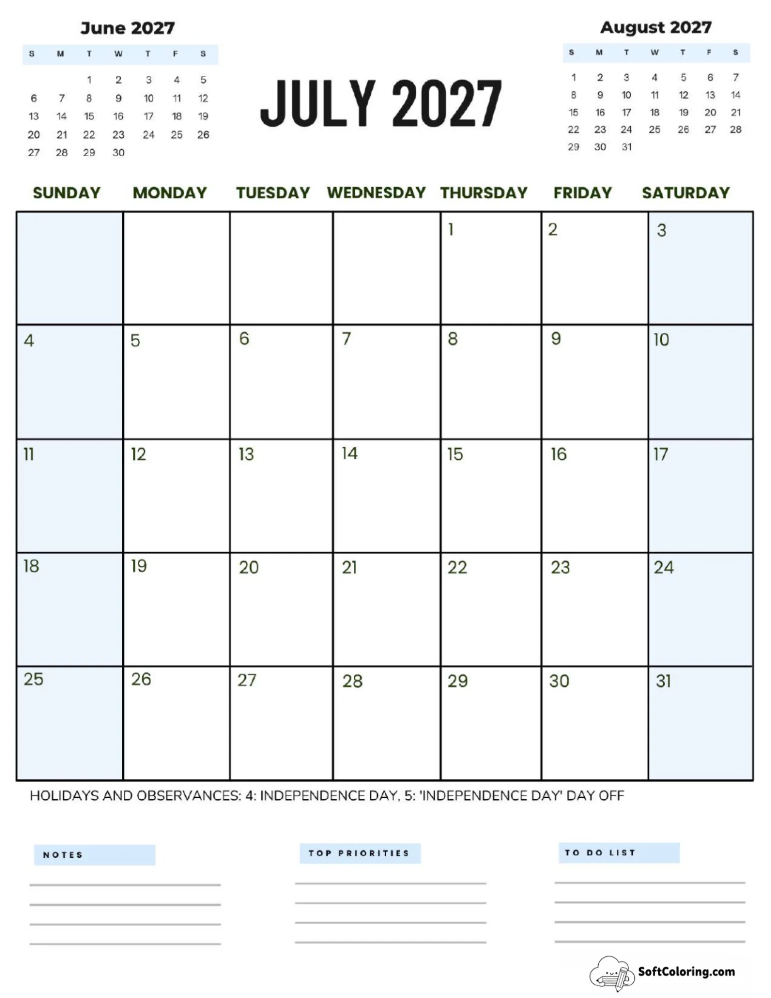 July 2027 Calendar Printable Corporate2 Portrait