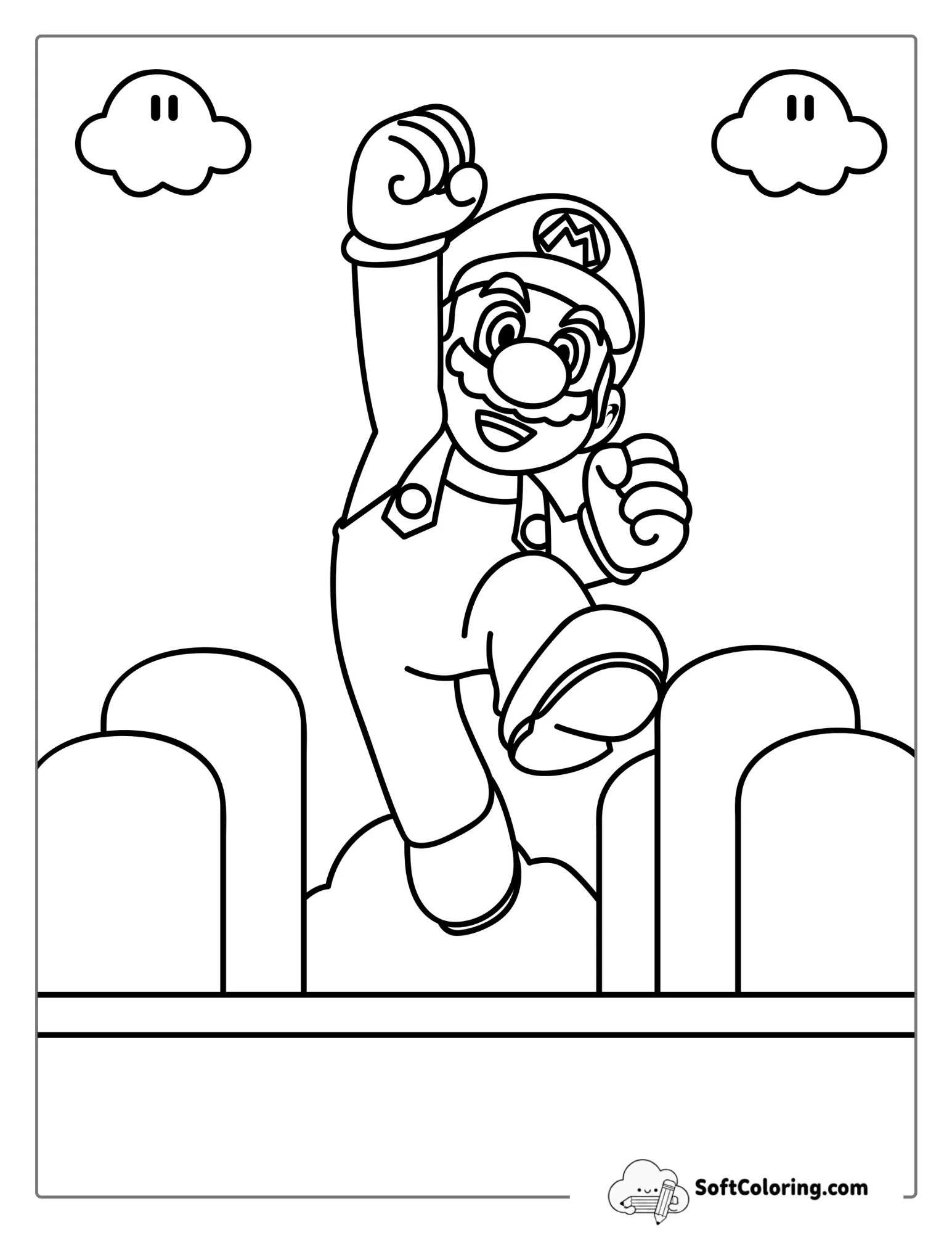 Jumping Super Mario To Color
