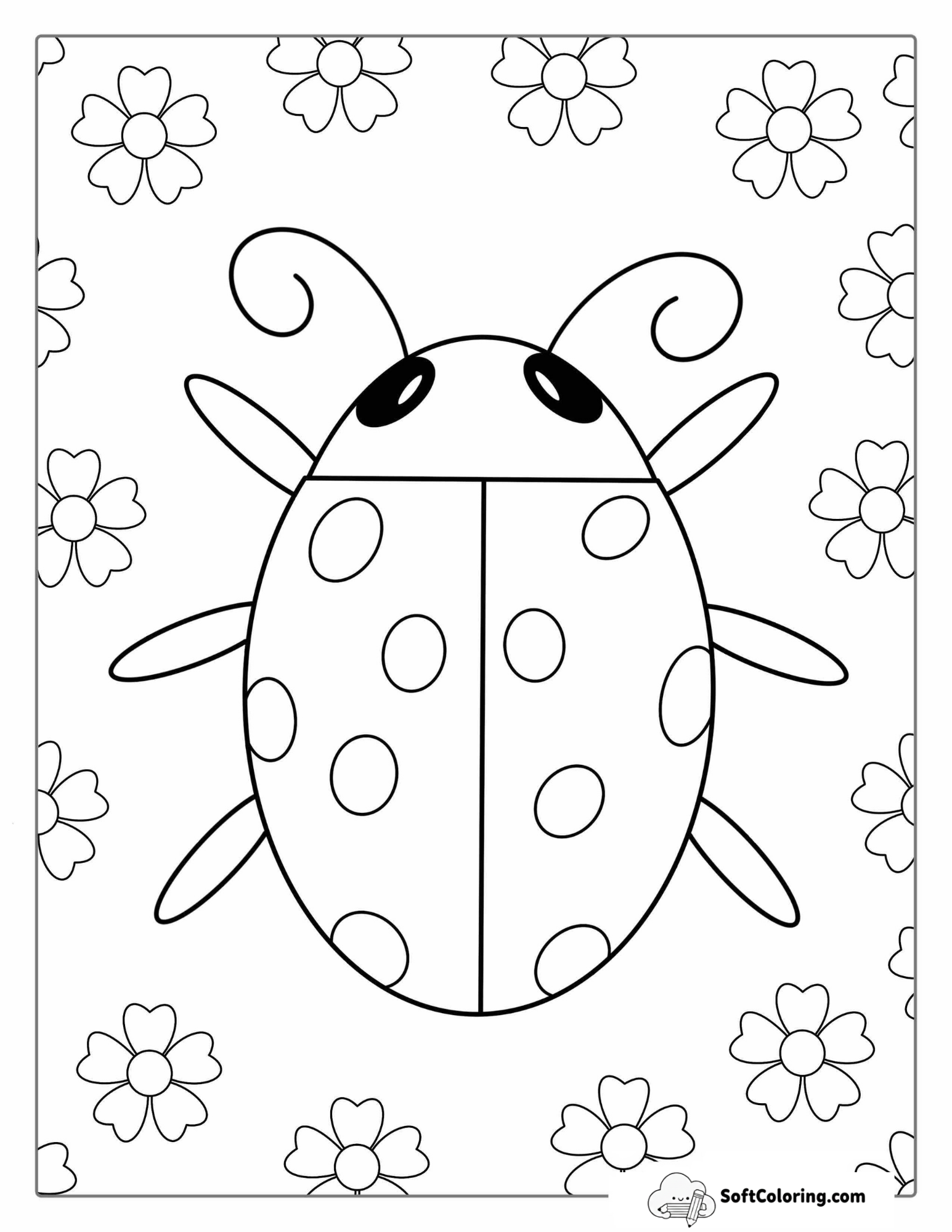 Ladybug In A Field Of Flowers