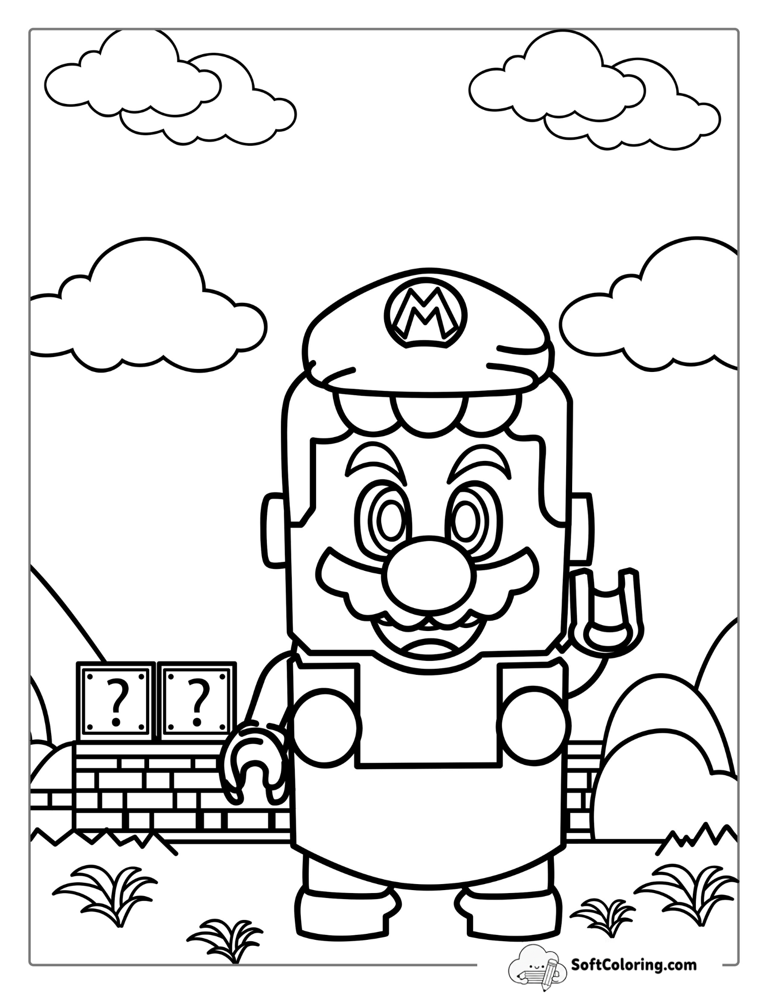 Lego Mario Coloring Sheet For Kids